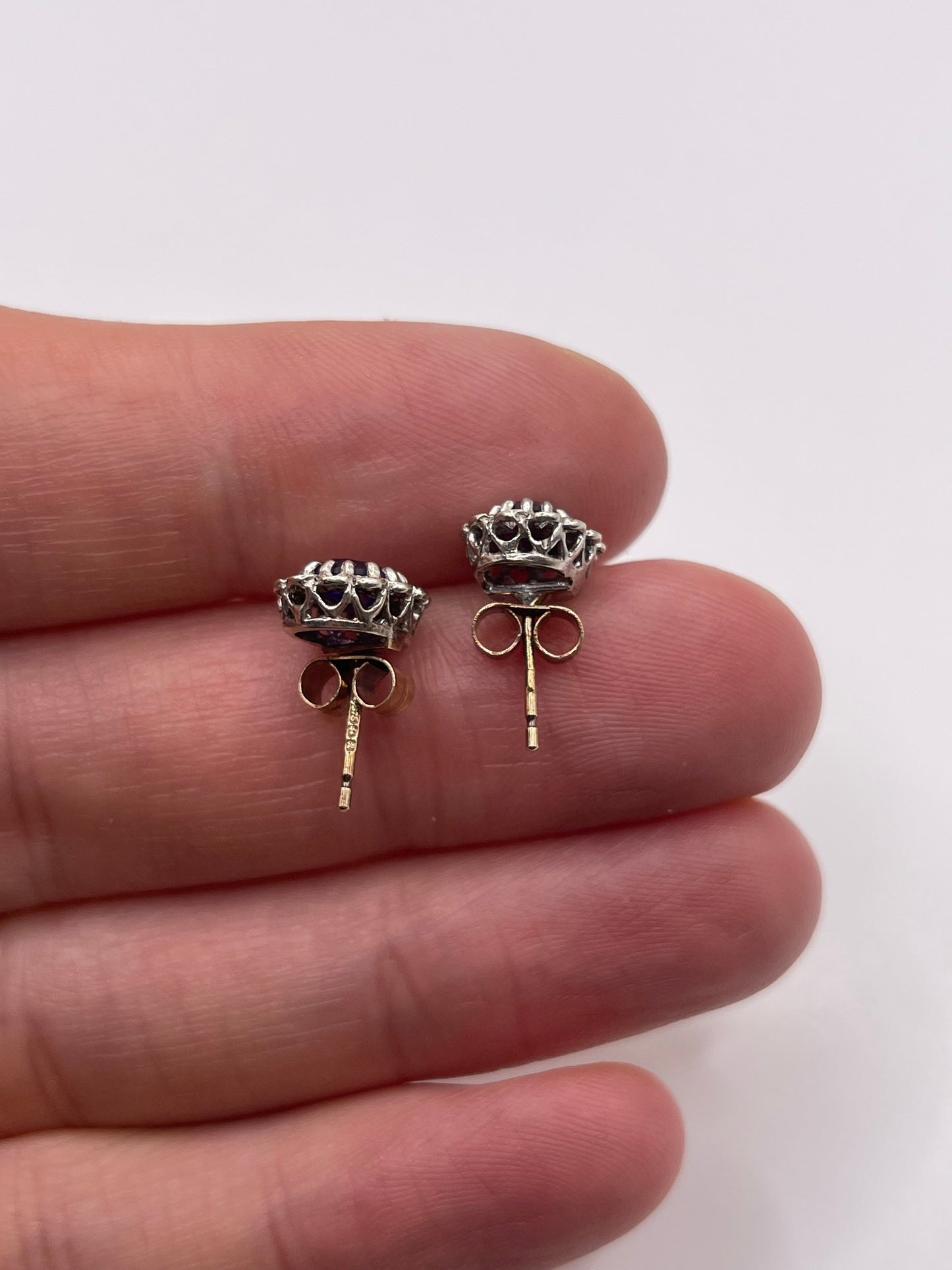 9ct gold amethyst and diamond earrings