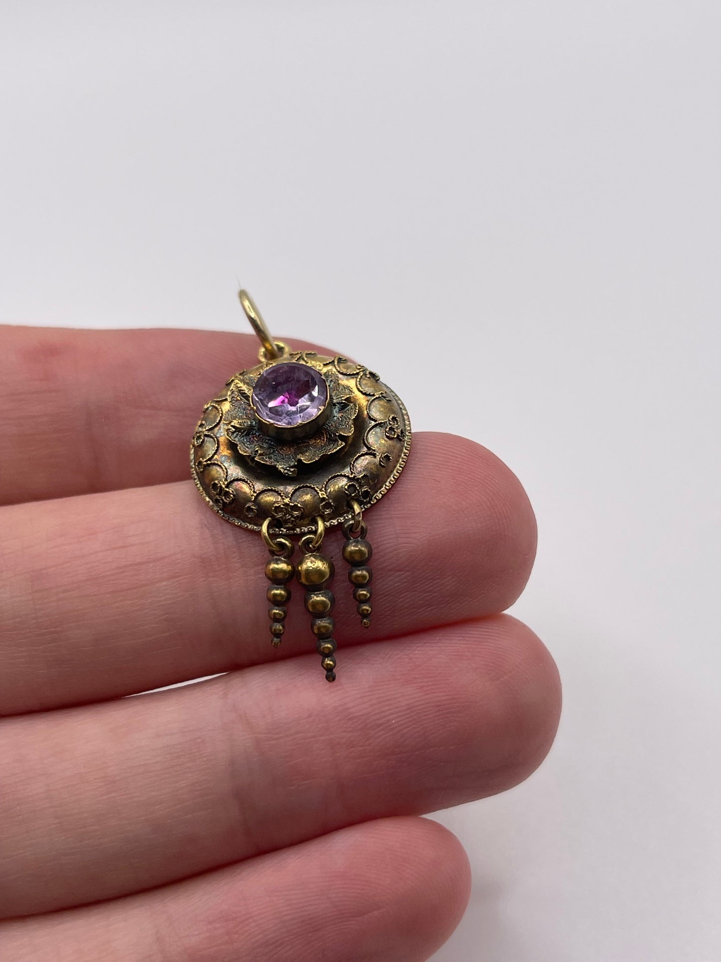 Antique 15ct gold foiled crystal pendant
