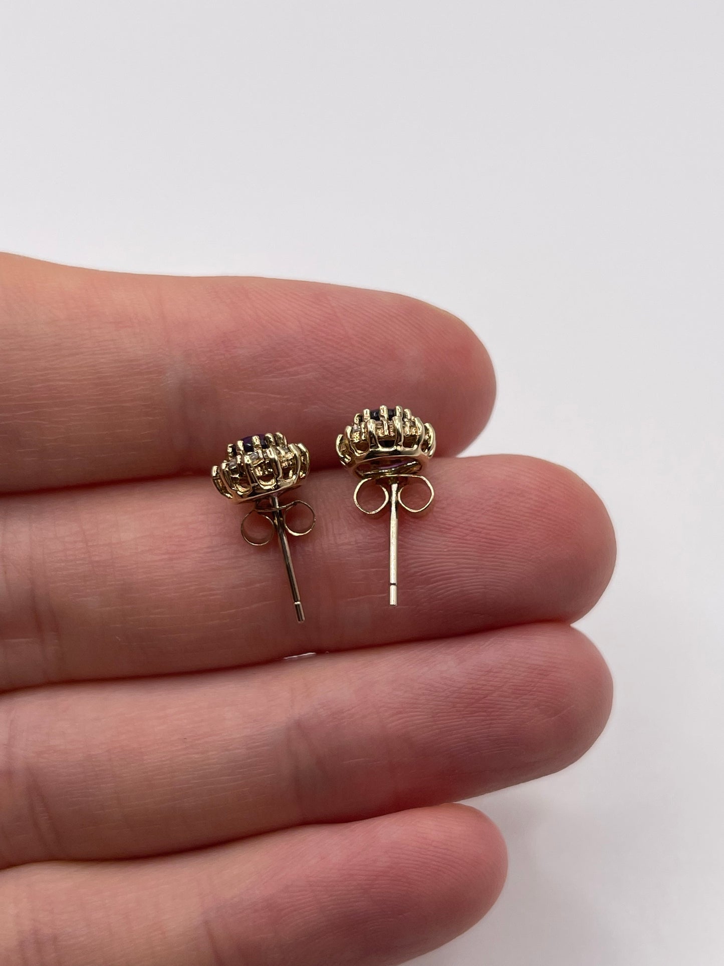 9ct gold amethyst and diamond earrings