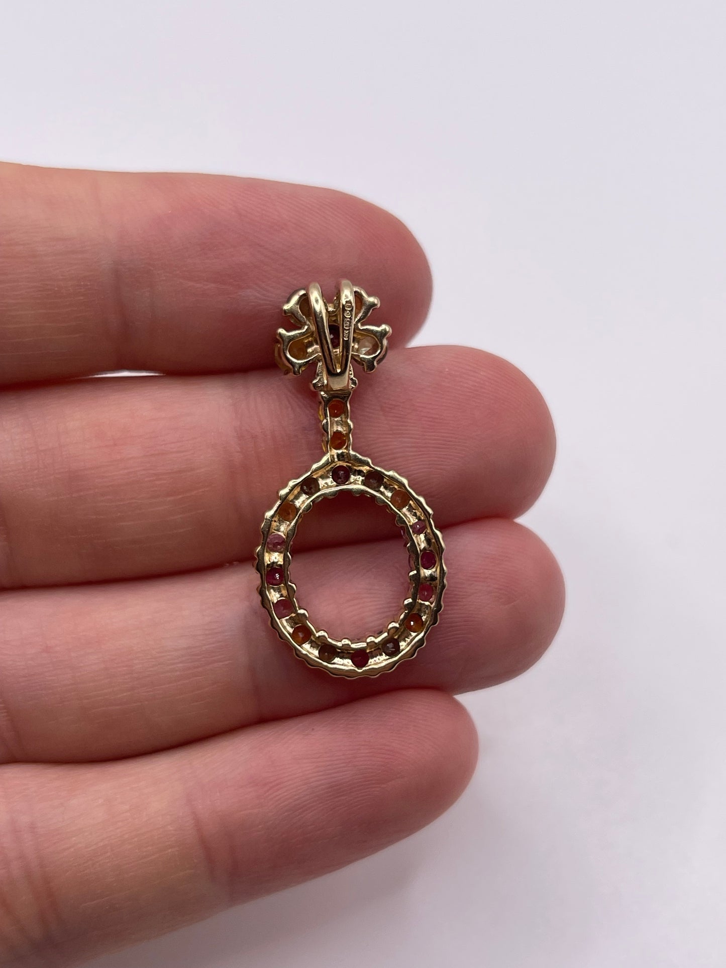 9ct gold multi coloured sapphire pendant