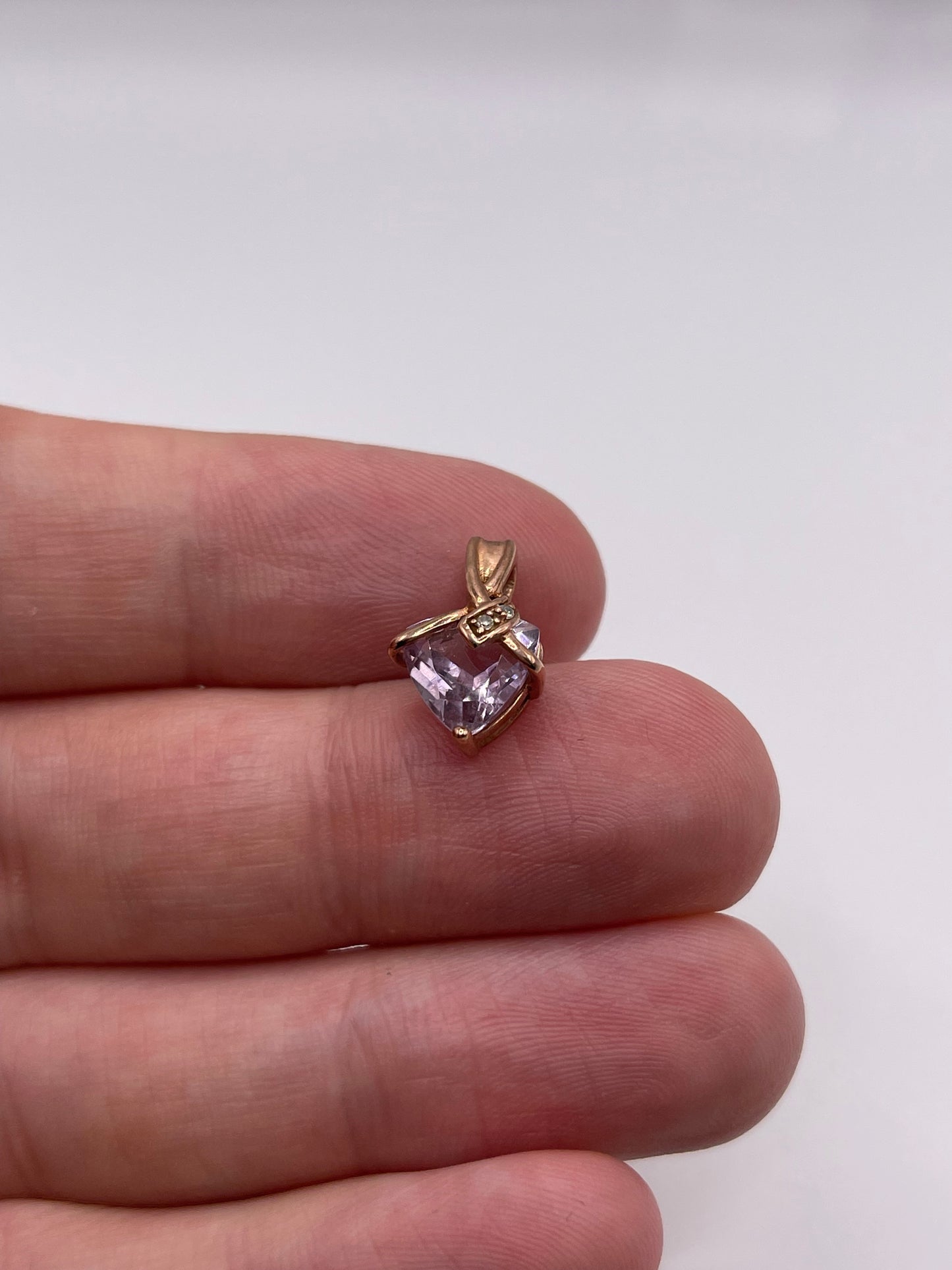9ct rose gold amethyst and diamond pendant