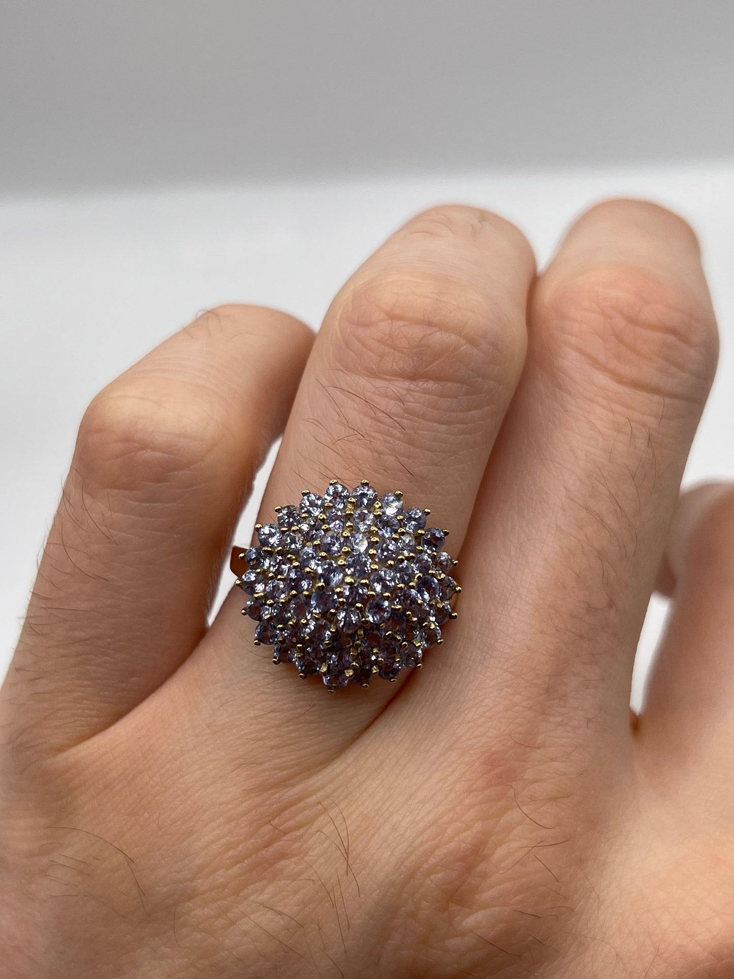 9ct gold tanzanite cluster ring