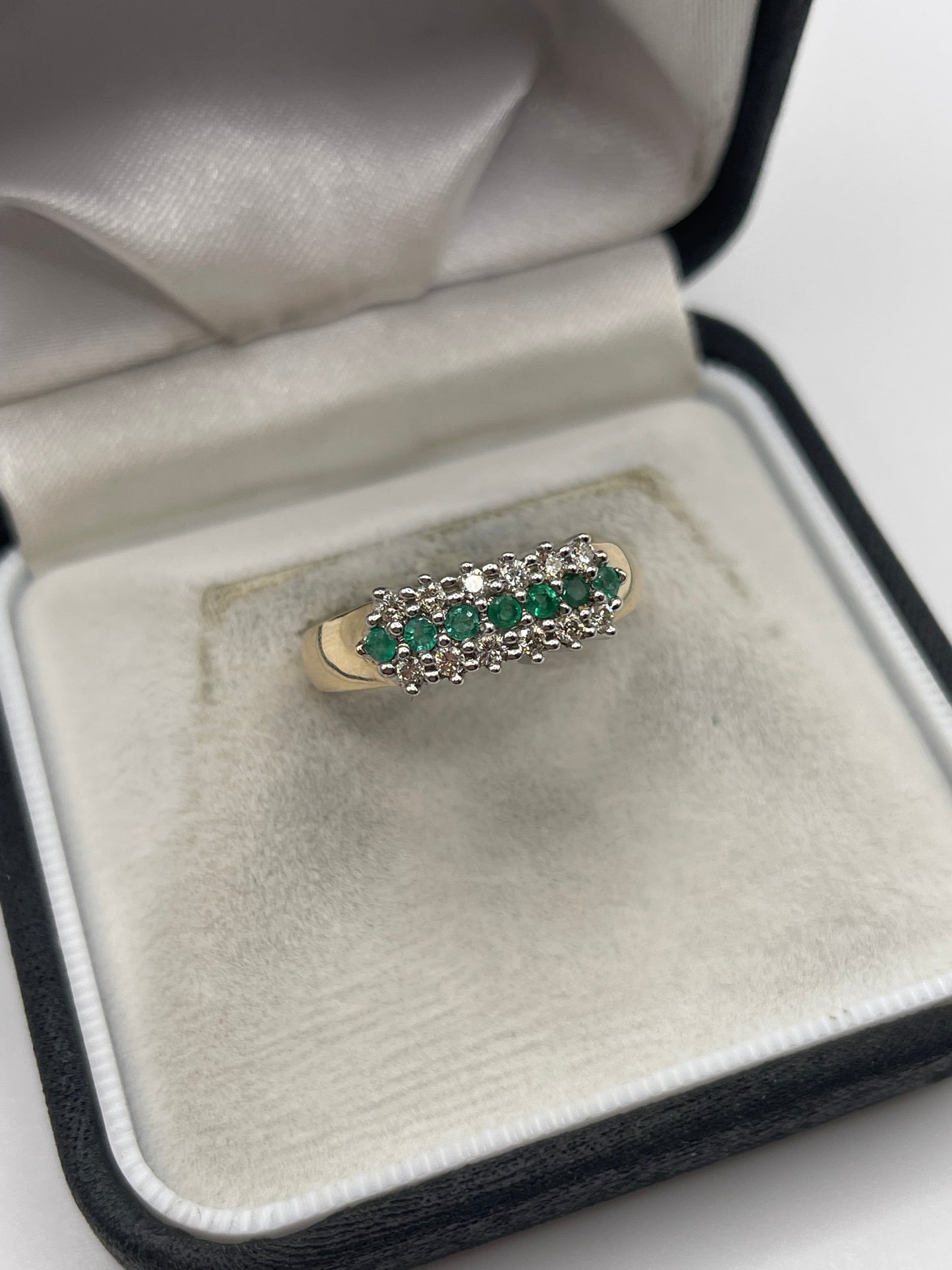 9ct gold emerald and diamond ring