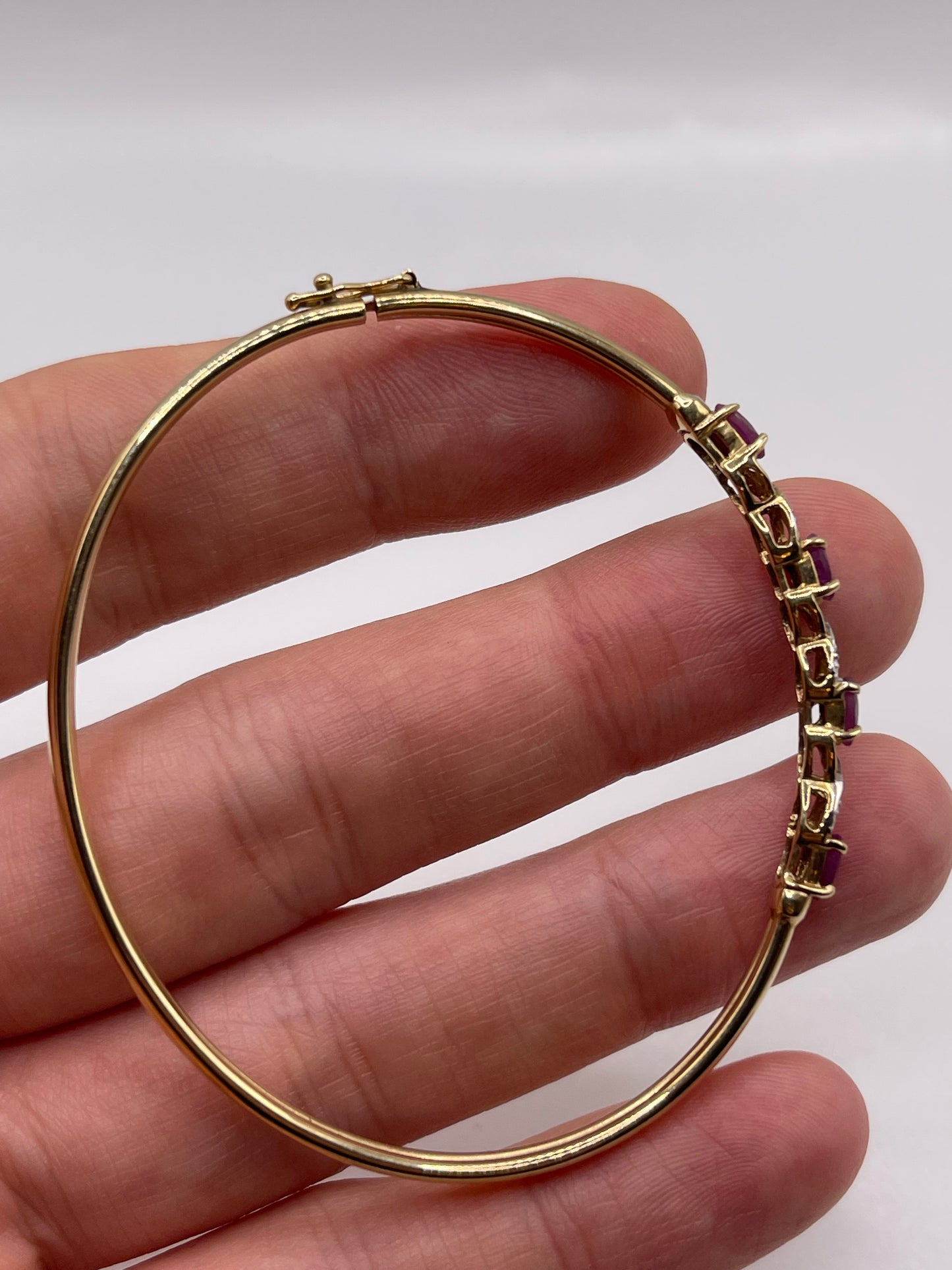 9ct gold ruby and diamond bangle