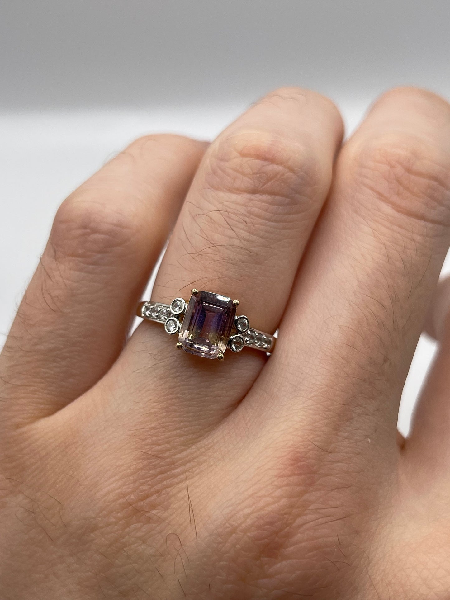 9ct gold ametrine and zircon ring
