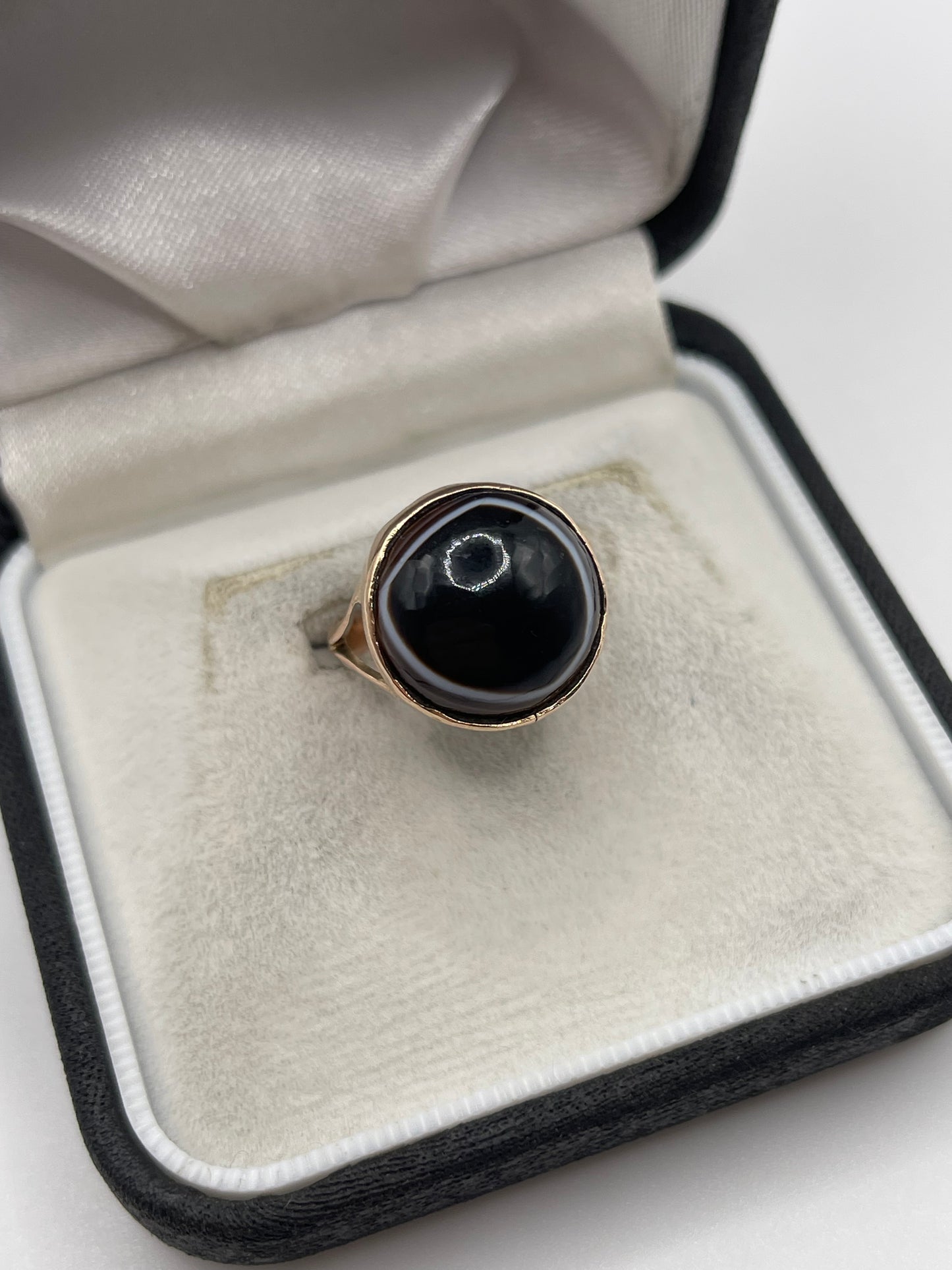 9ct rose gold bullseye agate ring