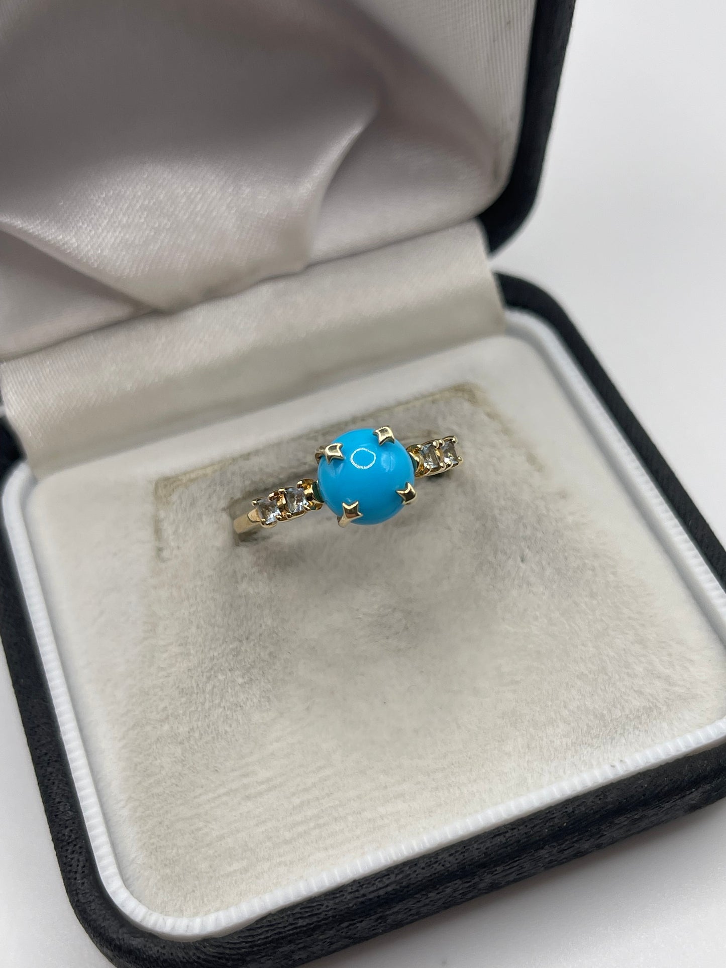 9ct gold turquoise and aquamarine ring