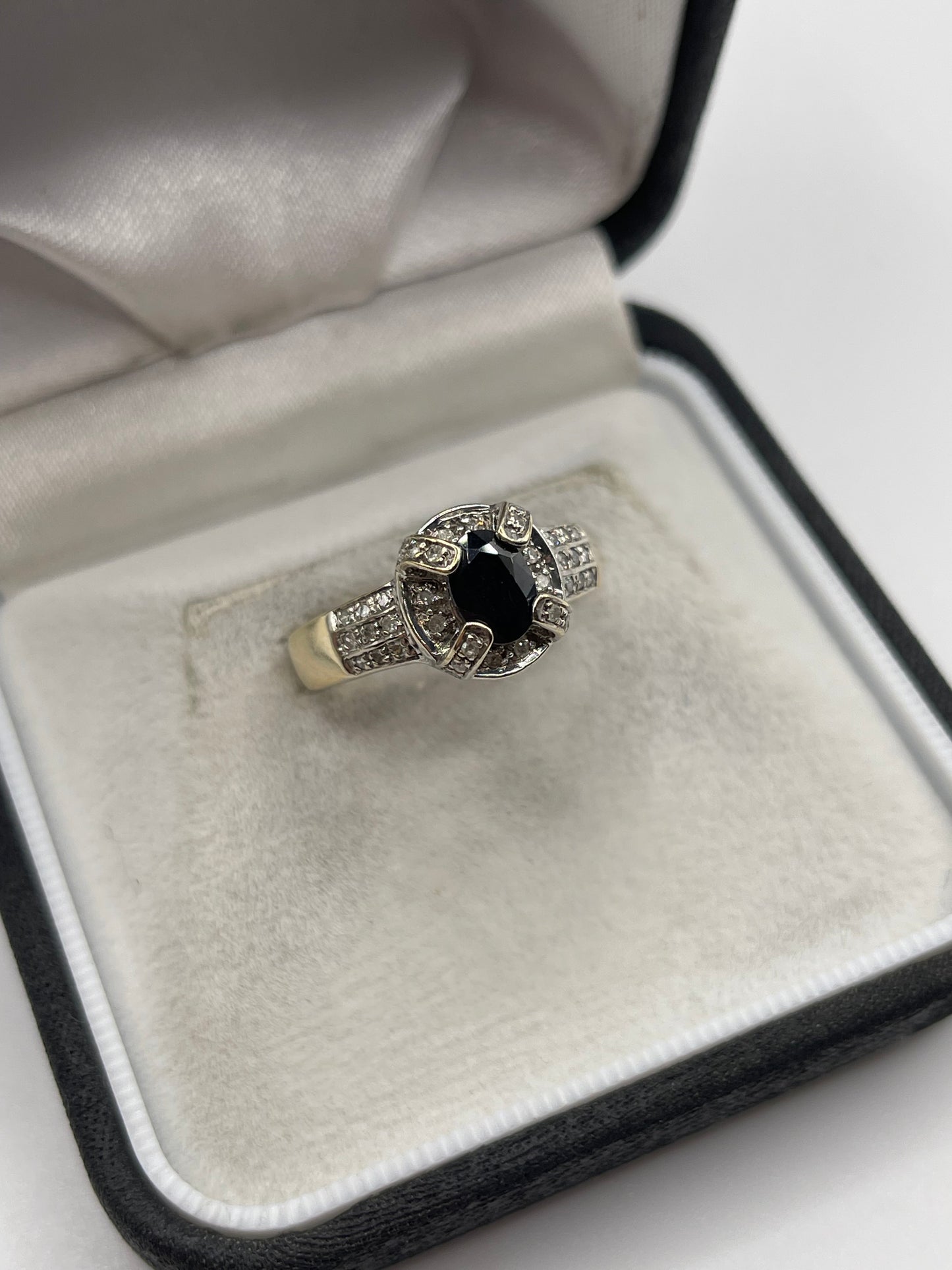 9ct gold sapphire and diamond ring
