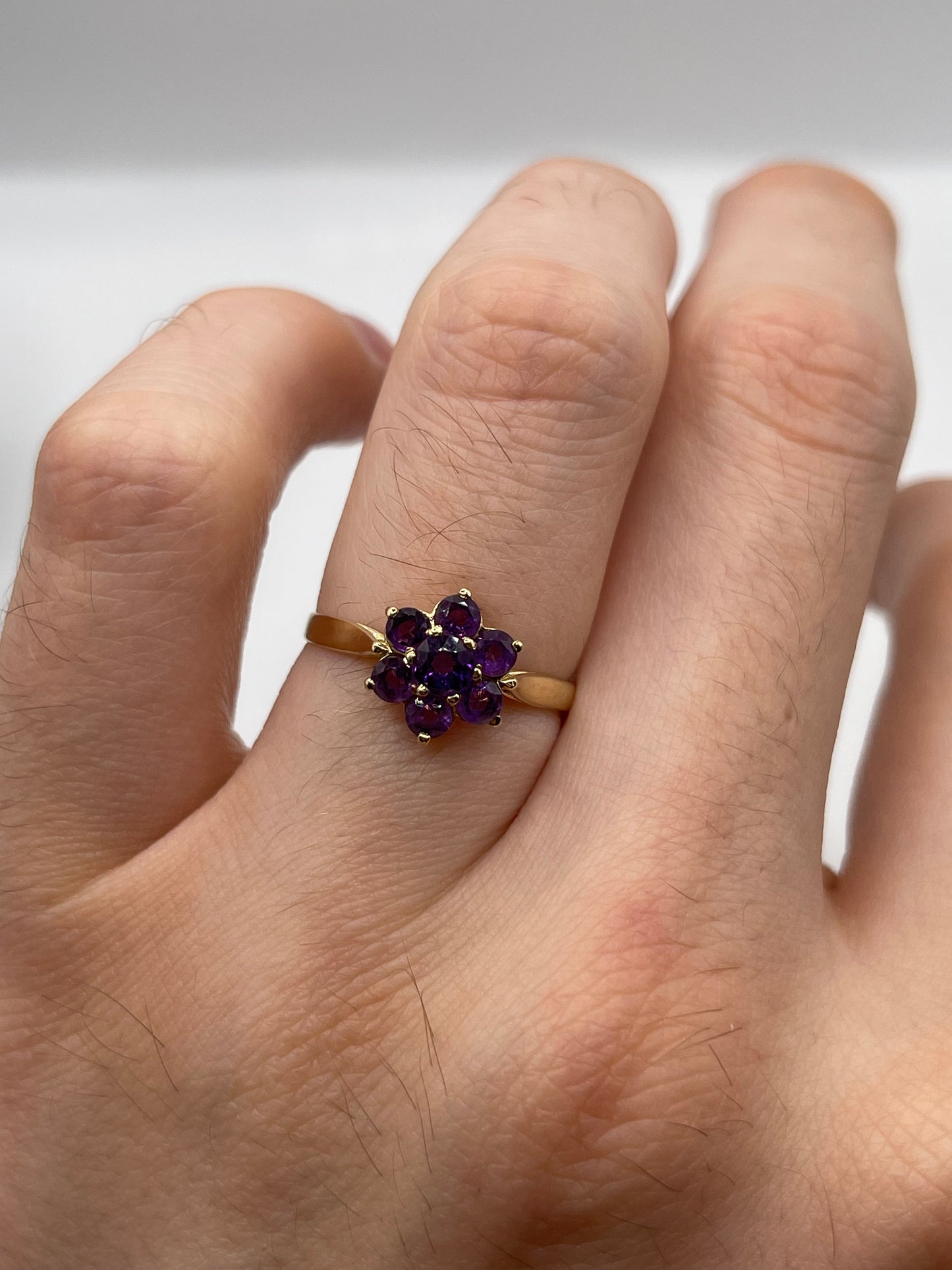9ct gold amethyst cluster ring