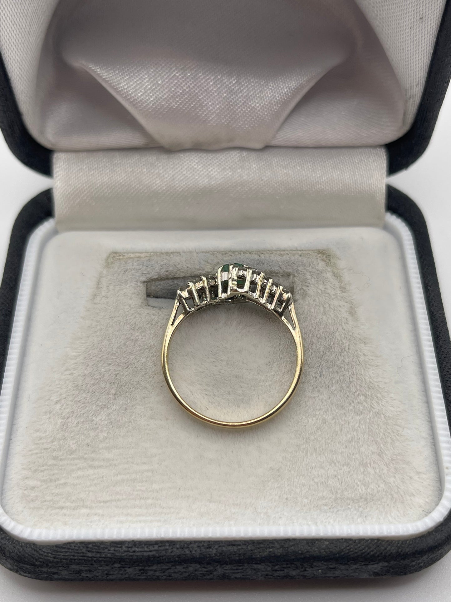 9ct gold emerald and diamond ring