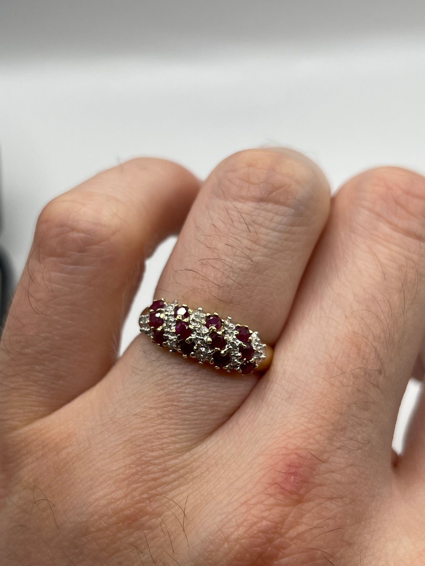 9ct gold ruby and diamond ring