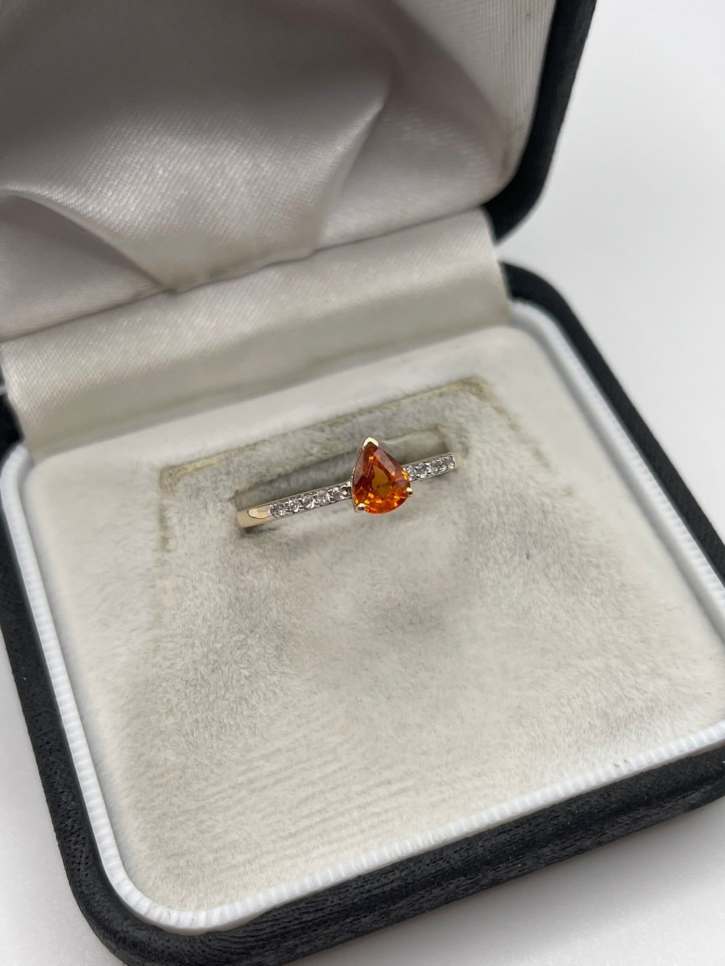 9ct gold orange sapphire and zircon ring