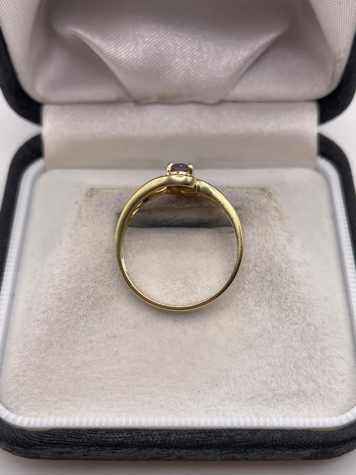 9ct gold amethyst and diamond ring