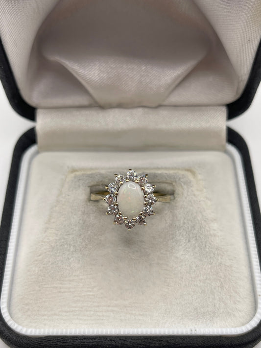 9ct gold opal and cz ring