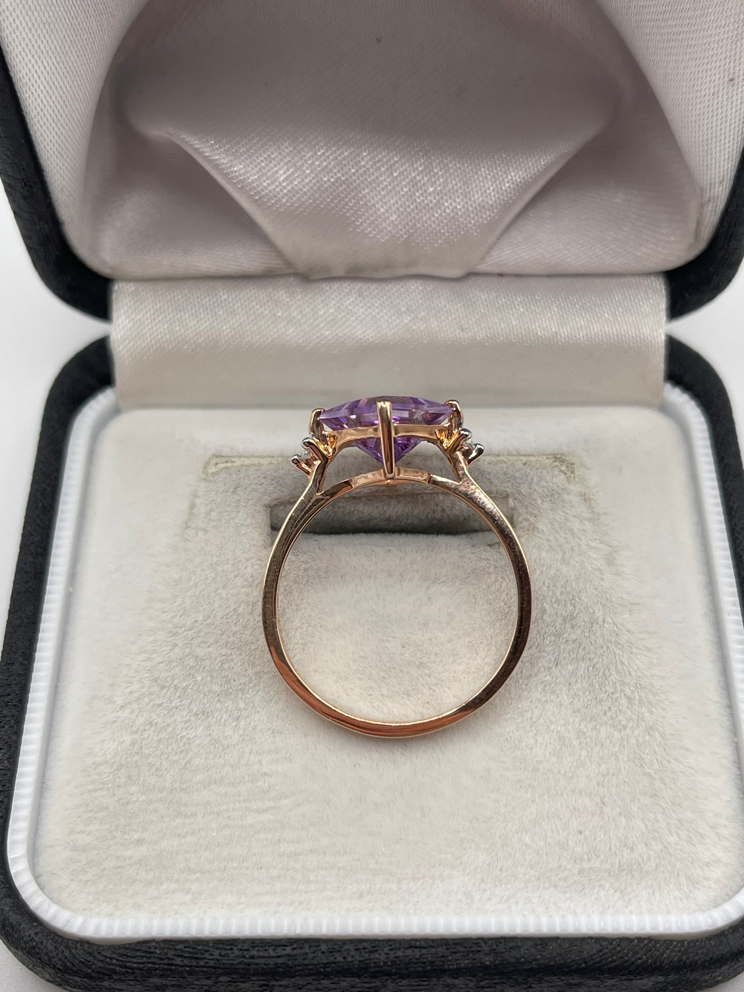 9ct rose gold amethyst and zircon ring