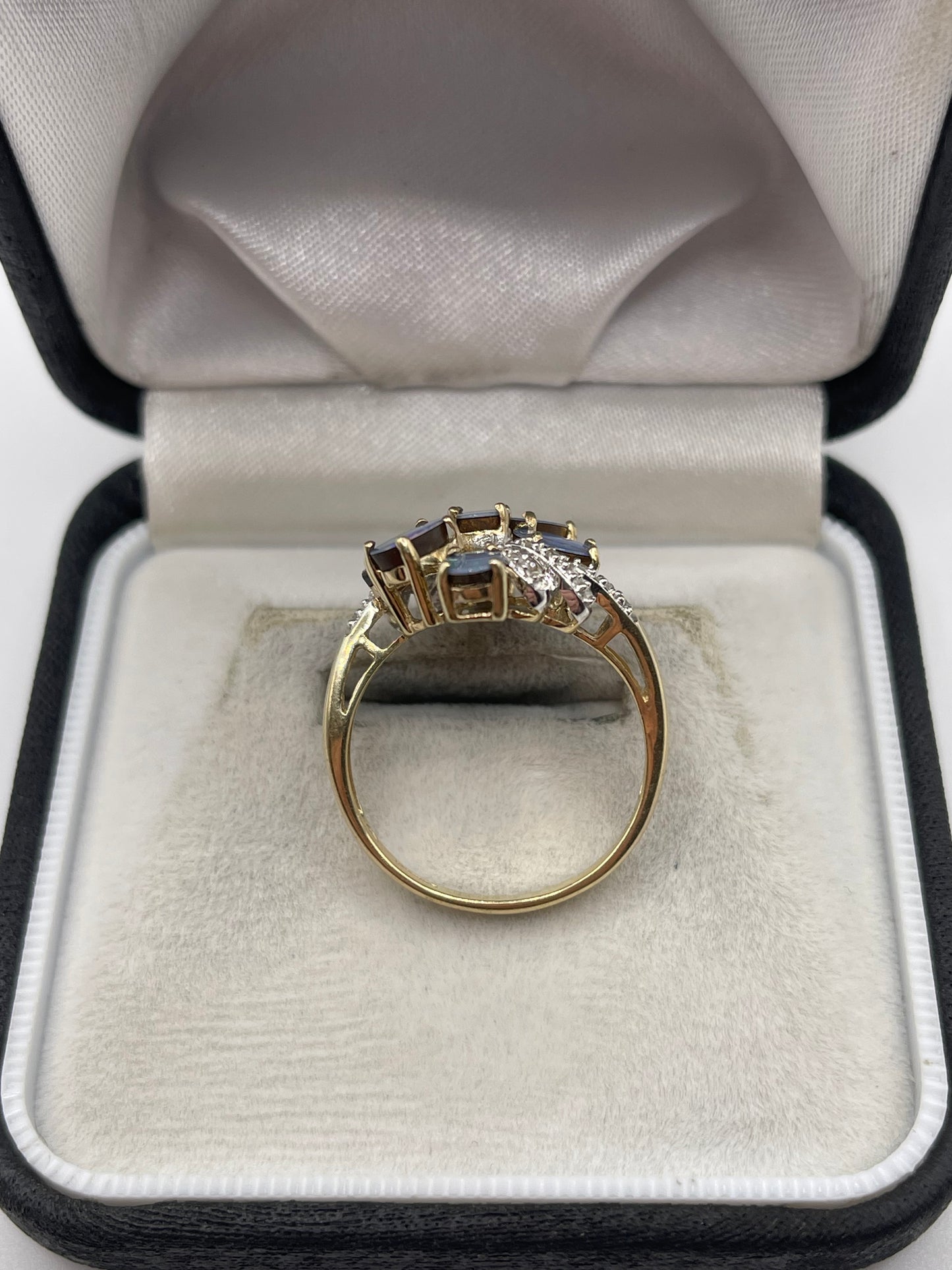 9ct gold black opal and diamond ring