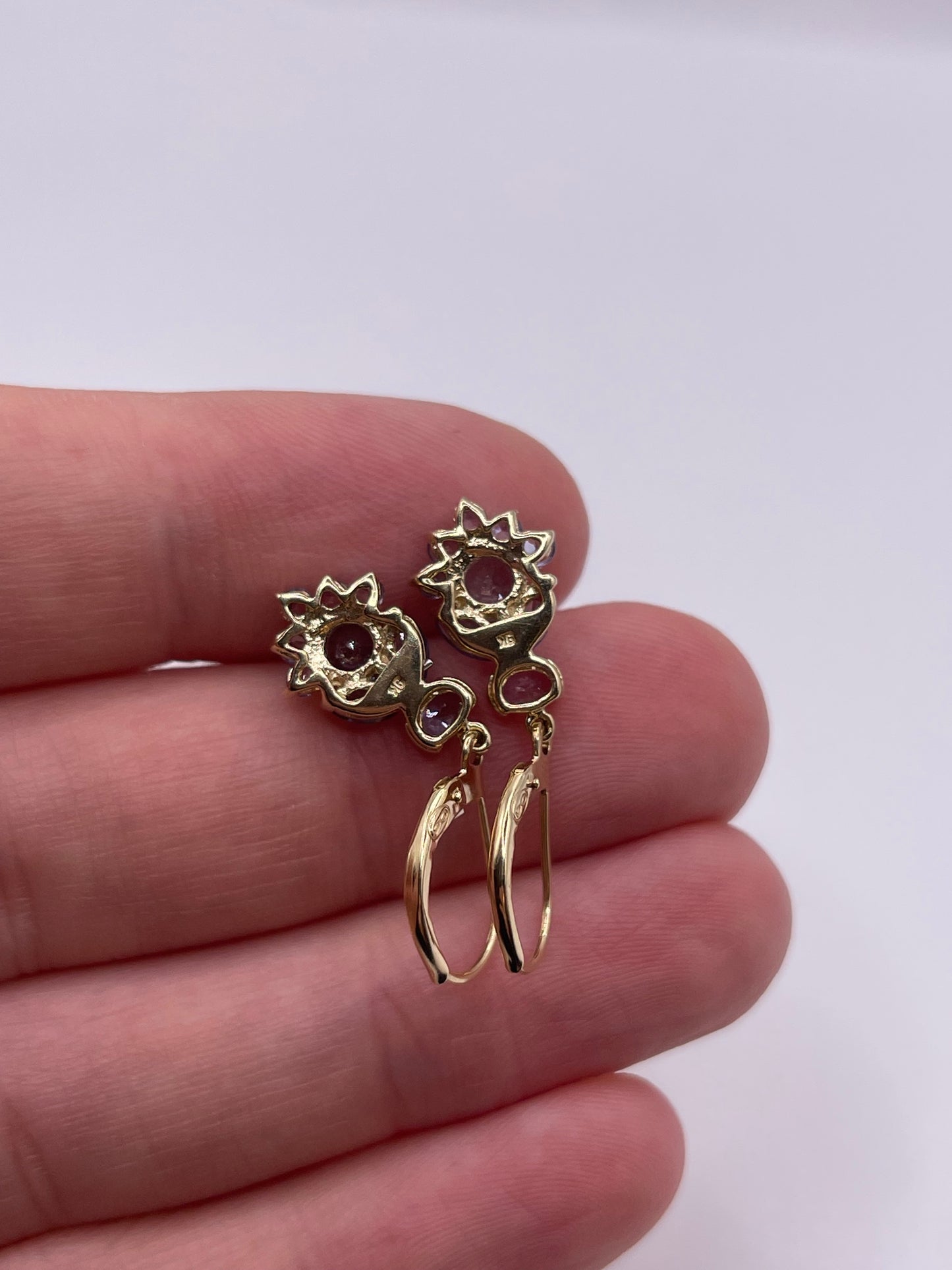 9ct gold tanzanite cluster earrings