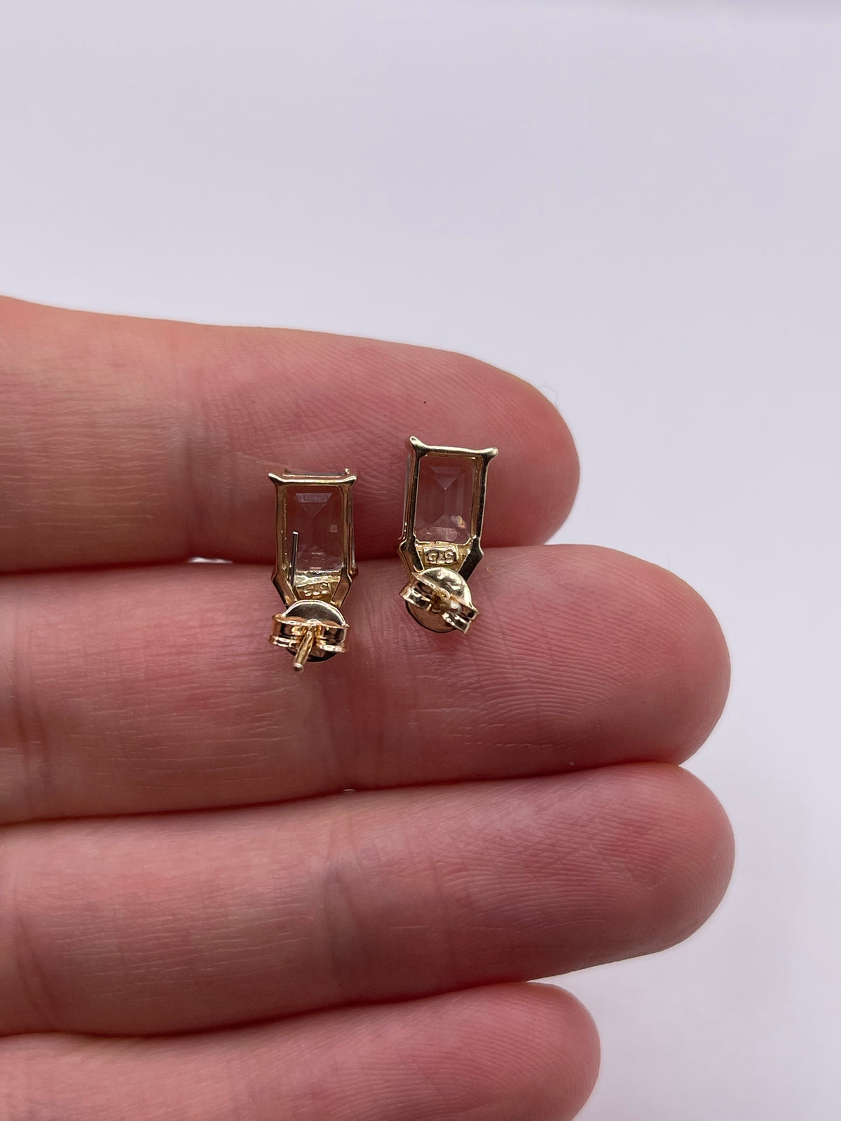 9ct gold green amethyst and diamond earrings