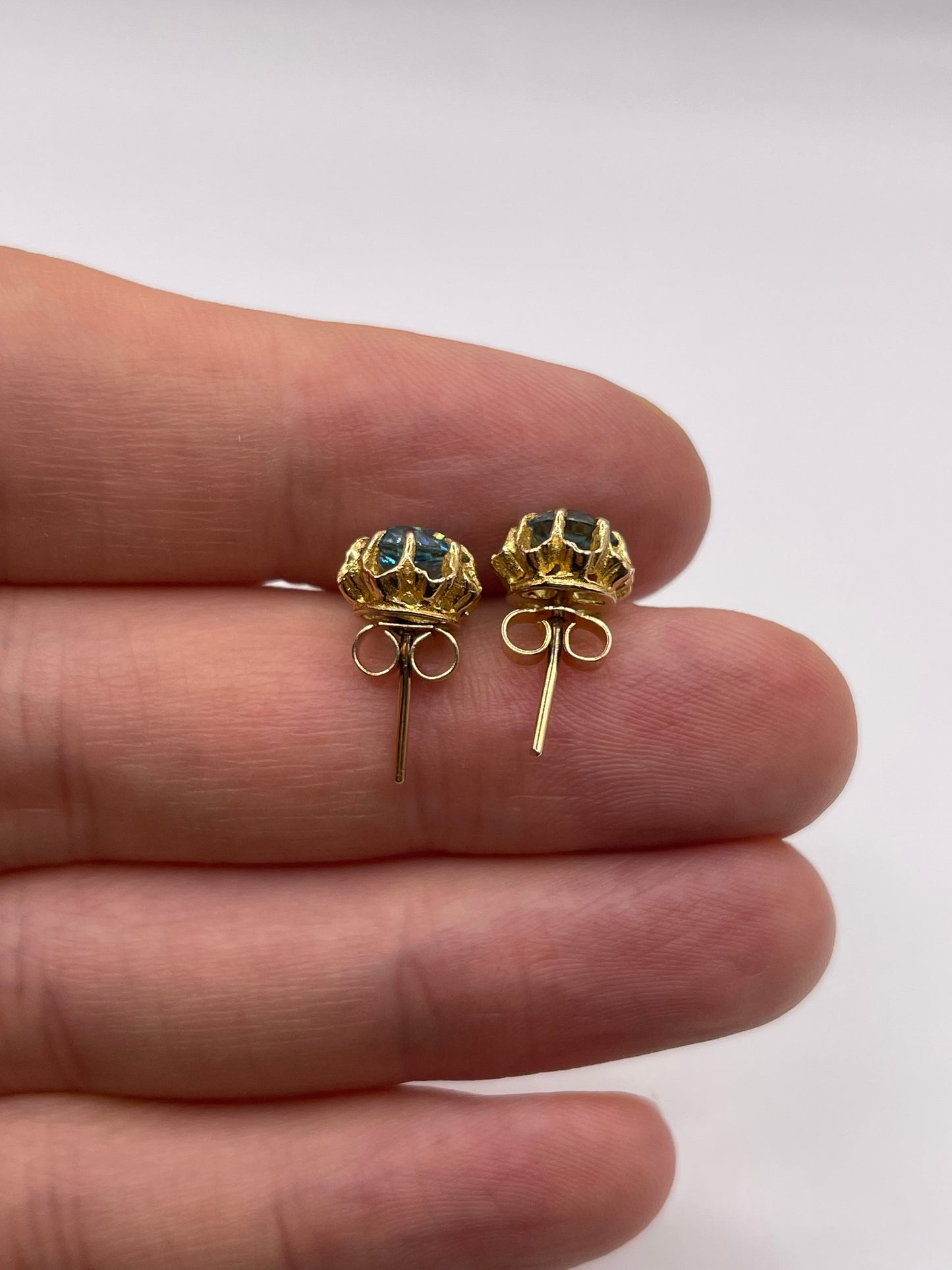 9ct gold blue zircon earrings