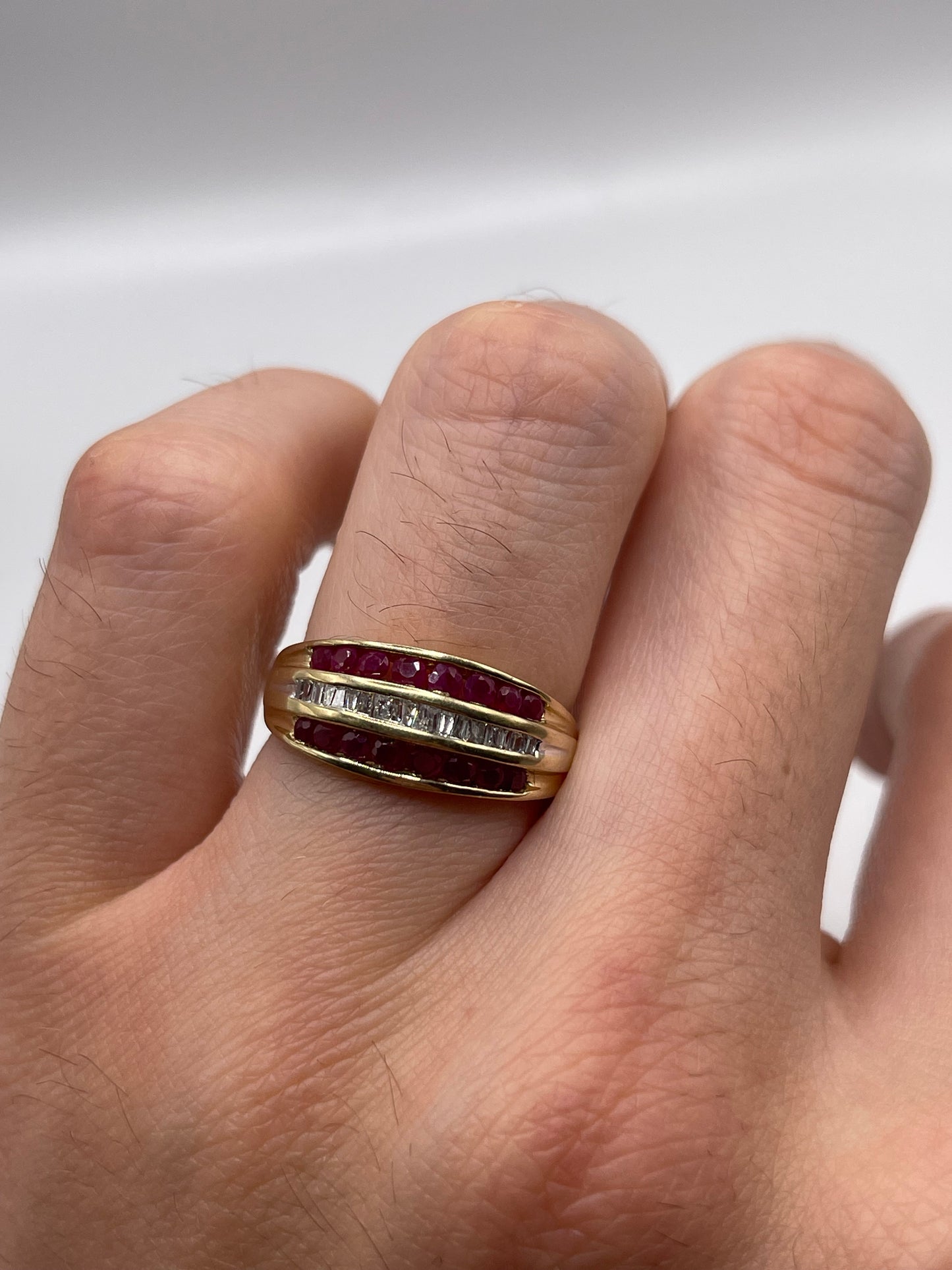 9ct gold ruby and diamond ring