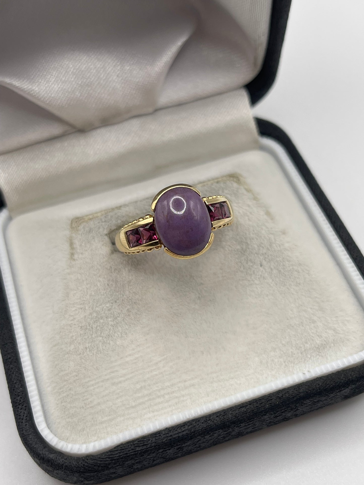 9ct gold turquoise and garnet ring