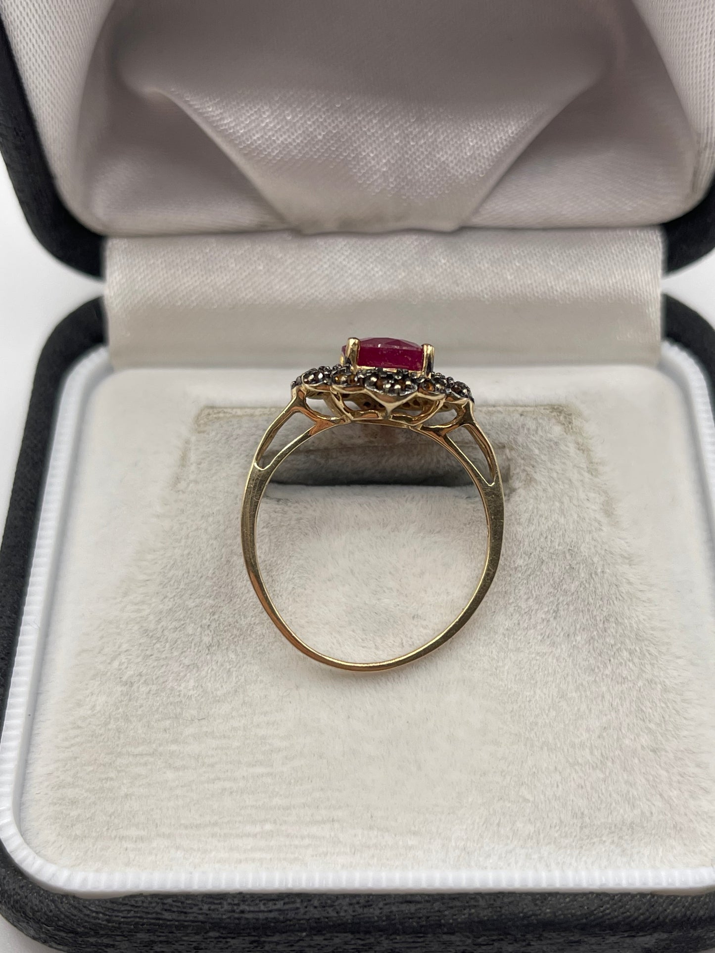 9ct gold ruby and diamond ring