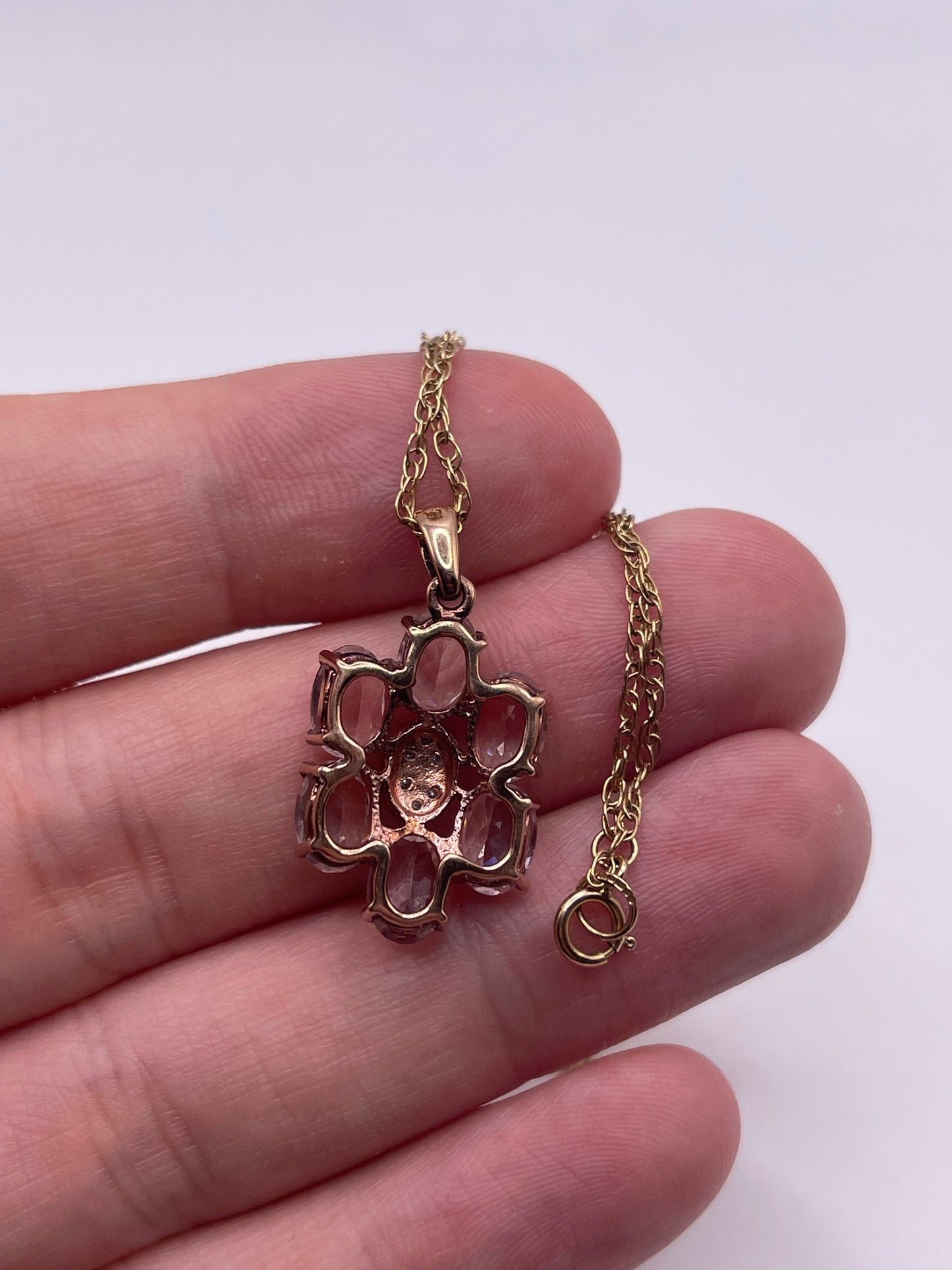 9ct gold morganite and diamond necklace