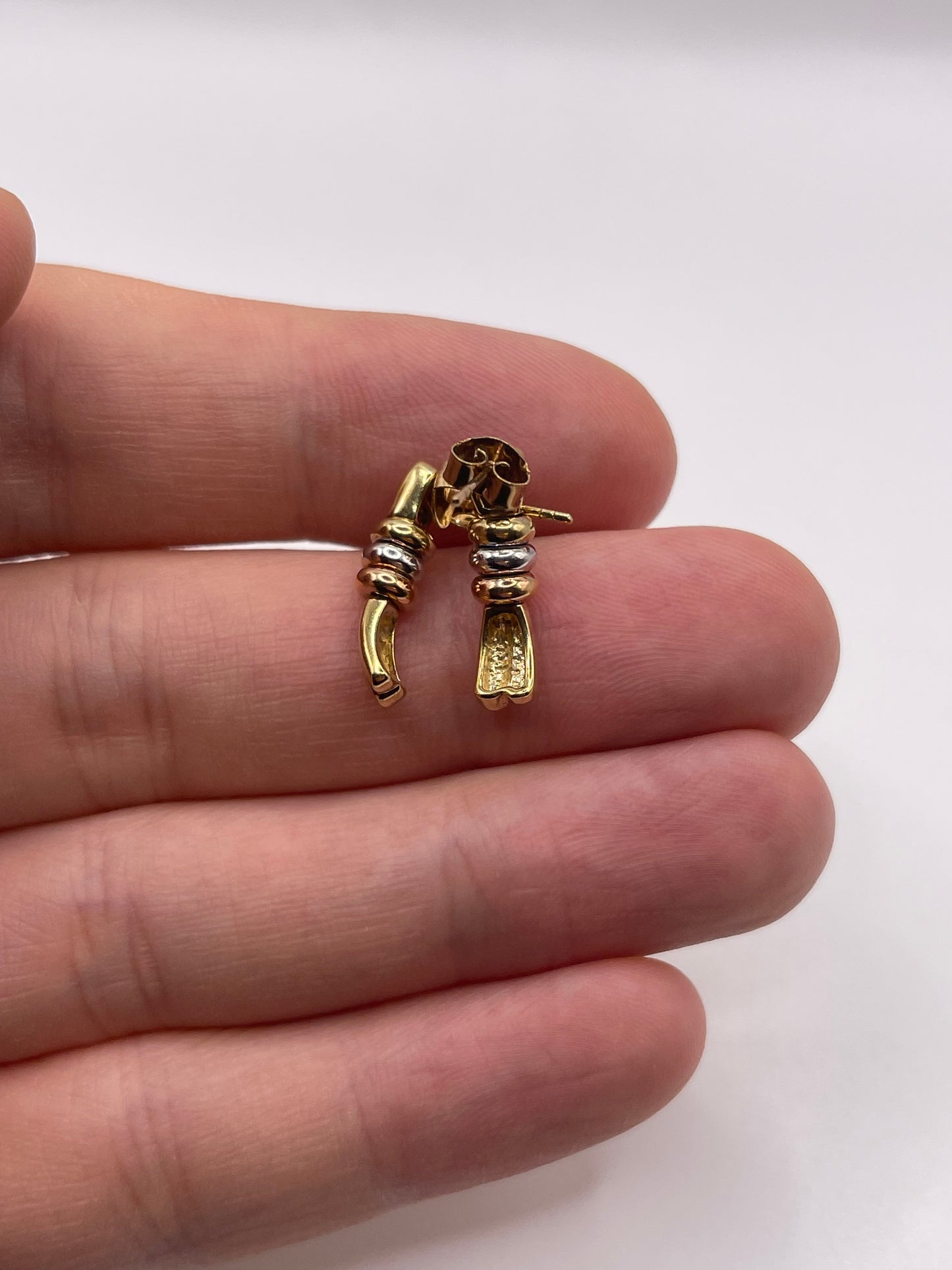 9ct tri gold earrings