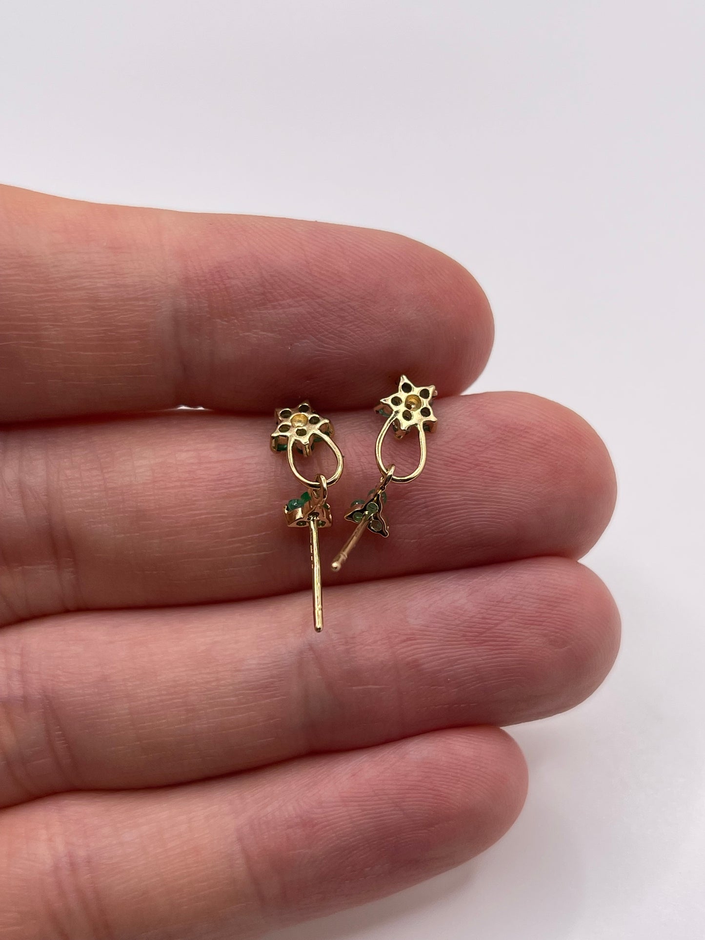 9ct gold emerald and diamond earrings