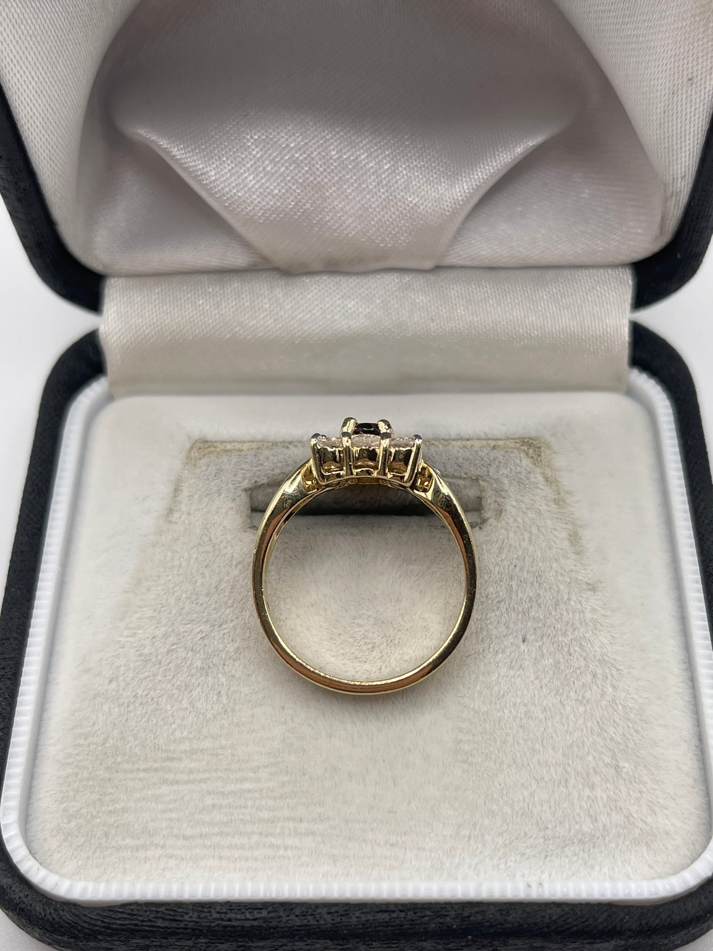 9ct gold Smokey quartz and rainbow moonstone ring