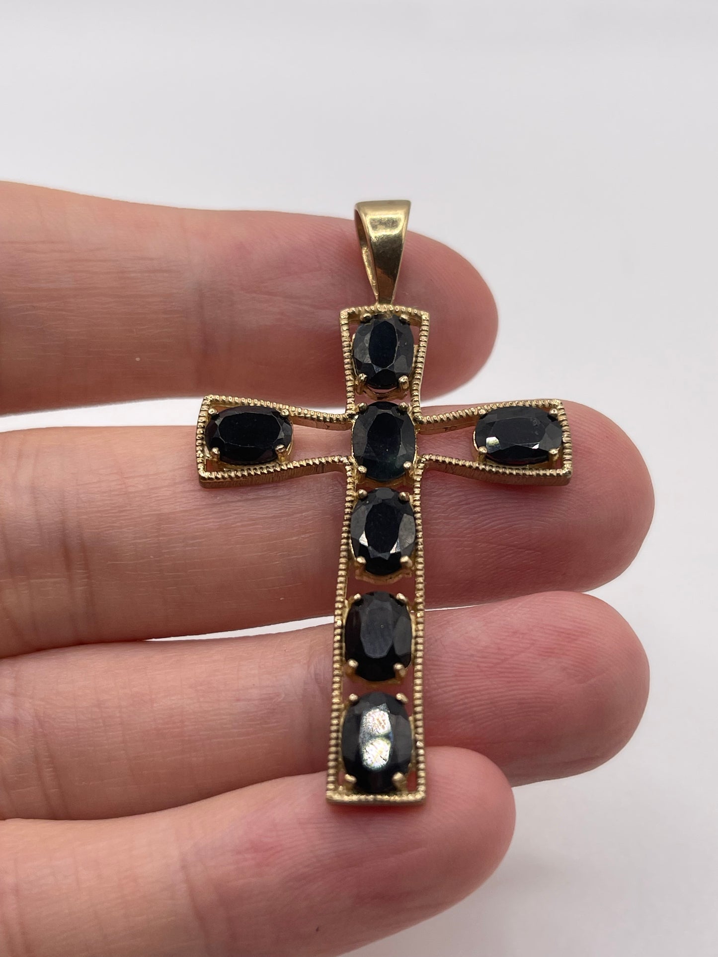 9ct gold sapphire cross pendant