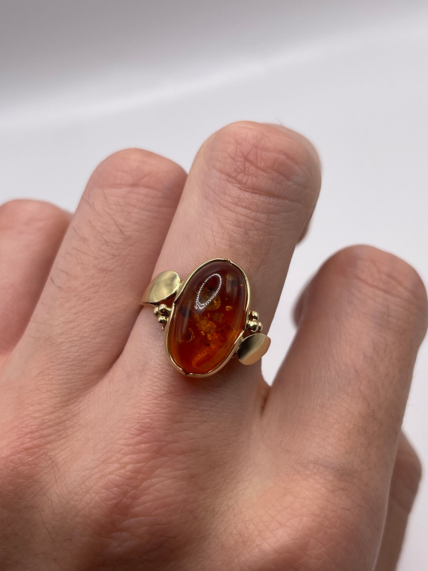 14ct gold amber ring