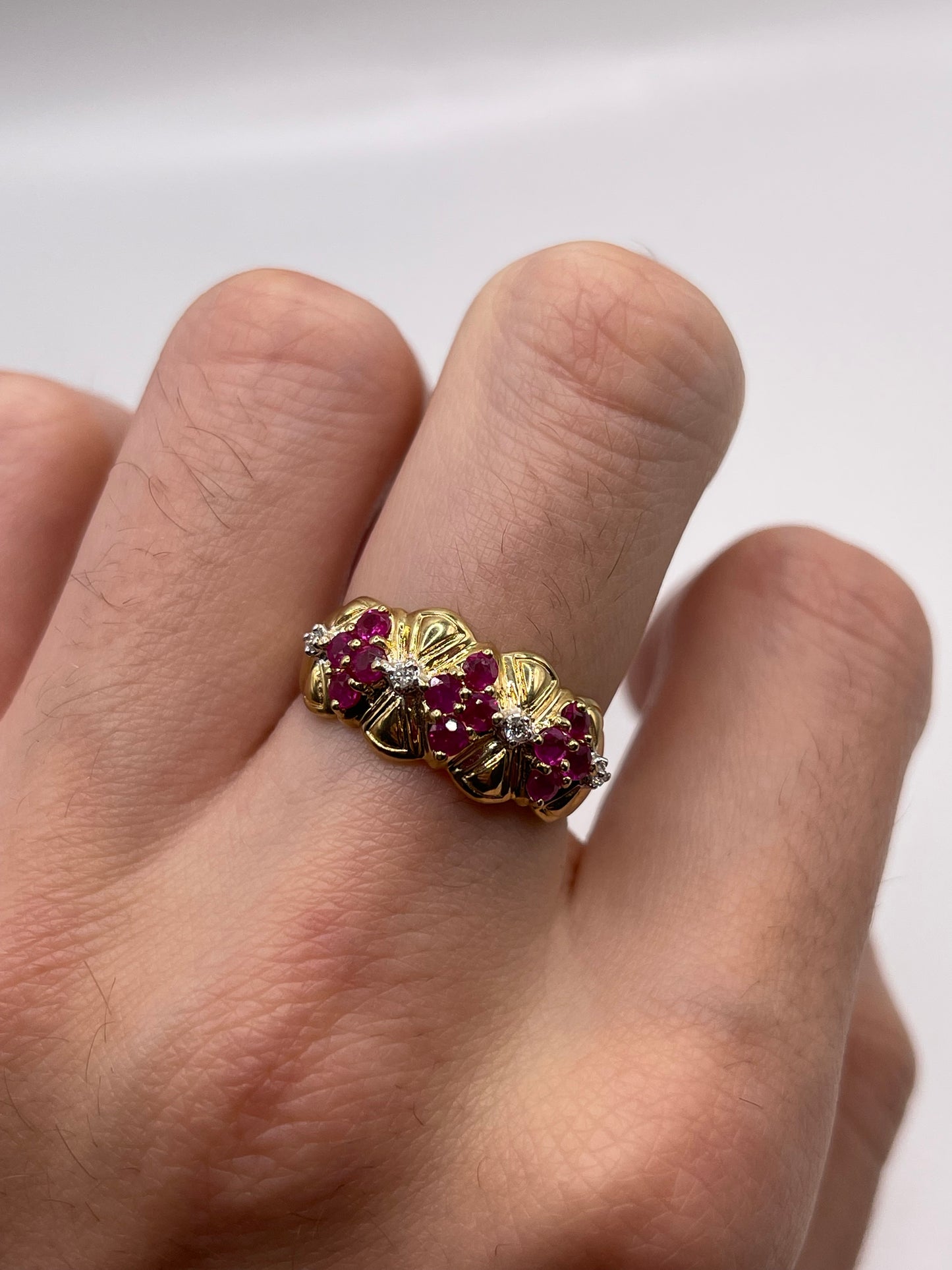 9ct gold ruby and diamond ring