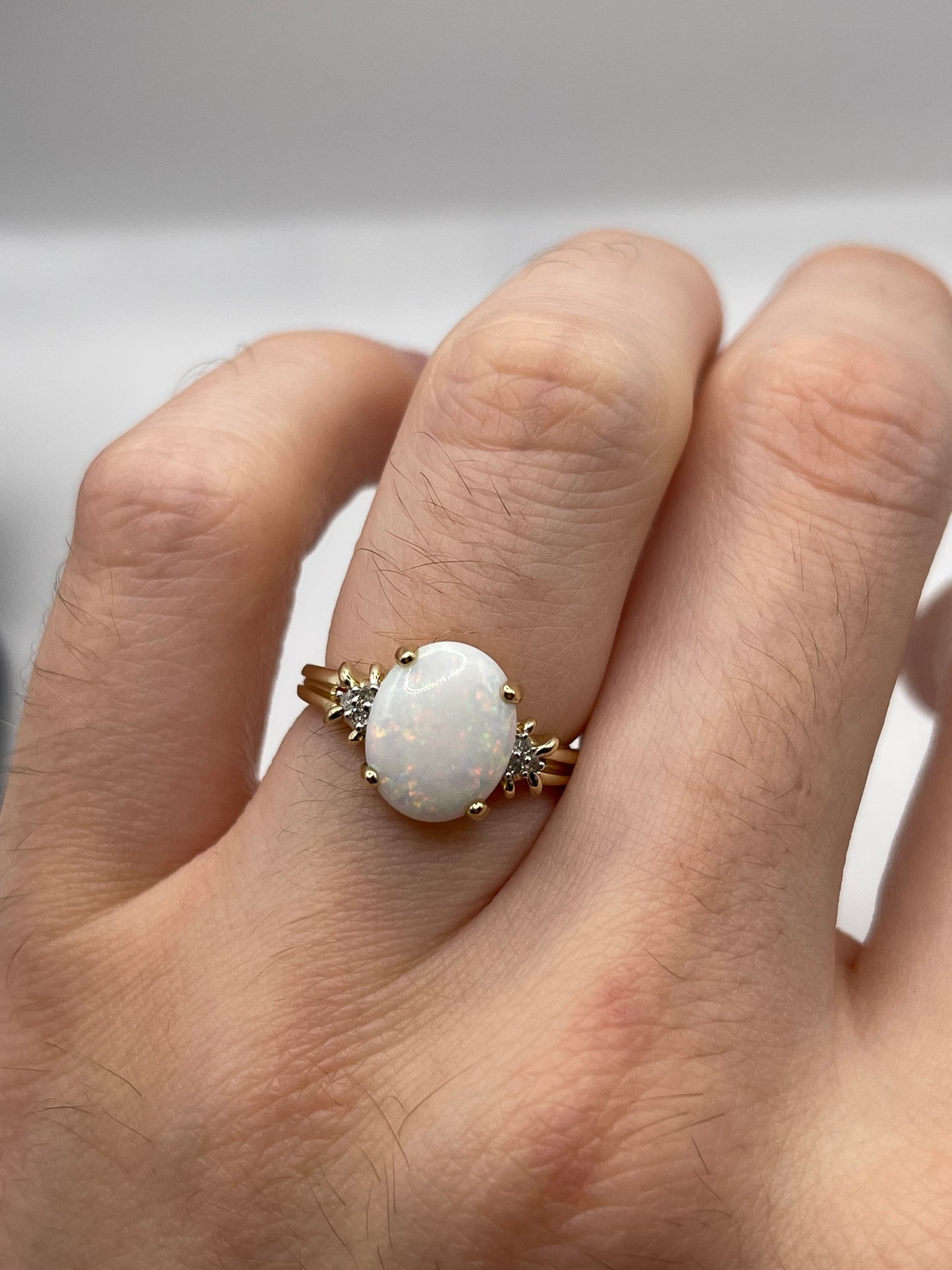 9ct gold opal and diamond ring