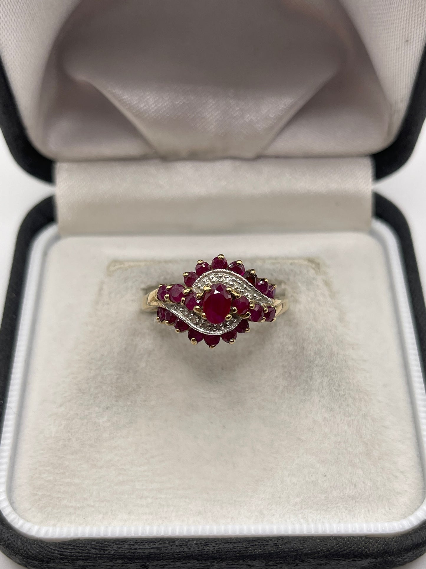 9ct gold ruby and diamond ring
