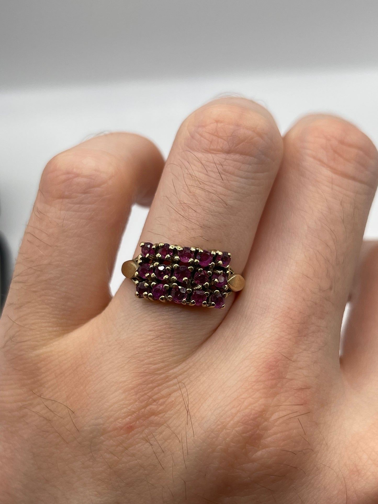 9ct gold ruby cluster ring