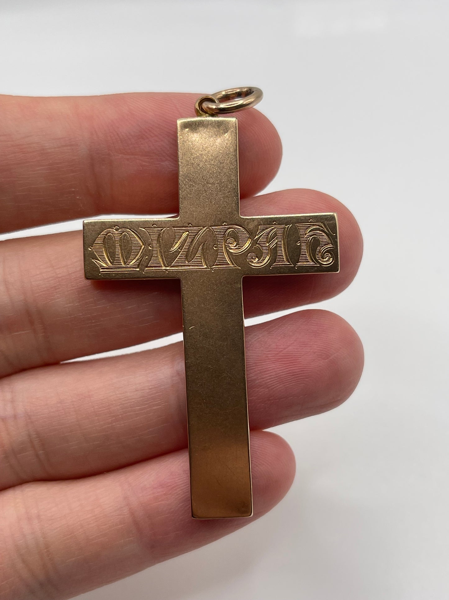 9ct rose gold mizpah cross pendant