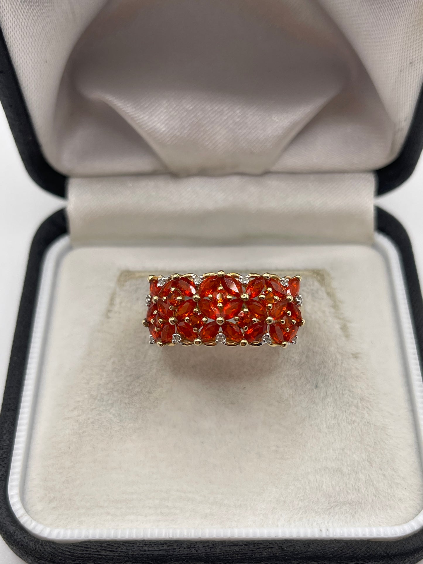 14ct gold fire opal and zircon ring