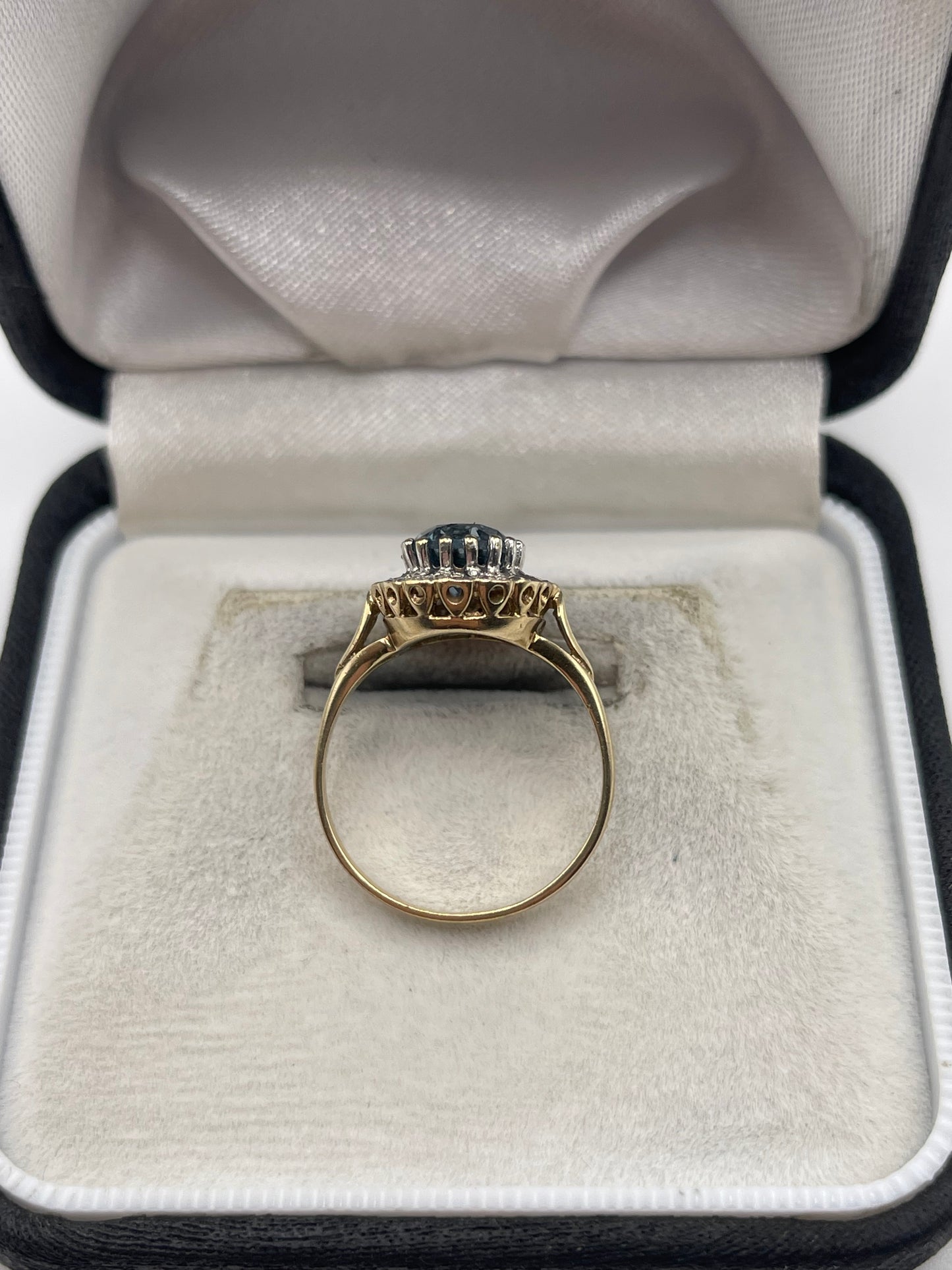 9ct gold blue topaz and diamond ring