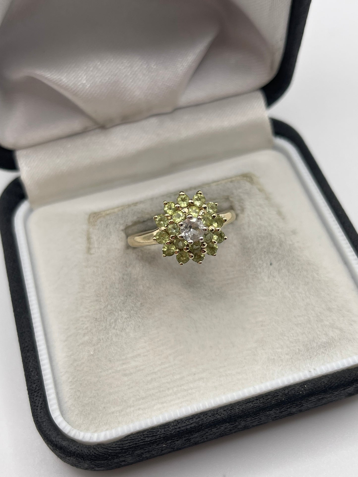9ct gold quartz and zircon ring