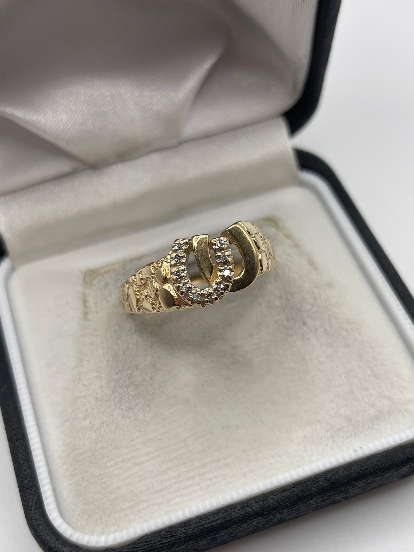 9ct gold diamond horseshoe ring