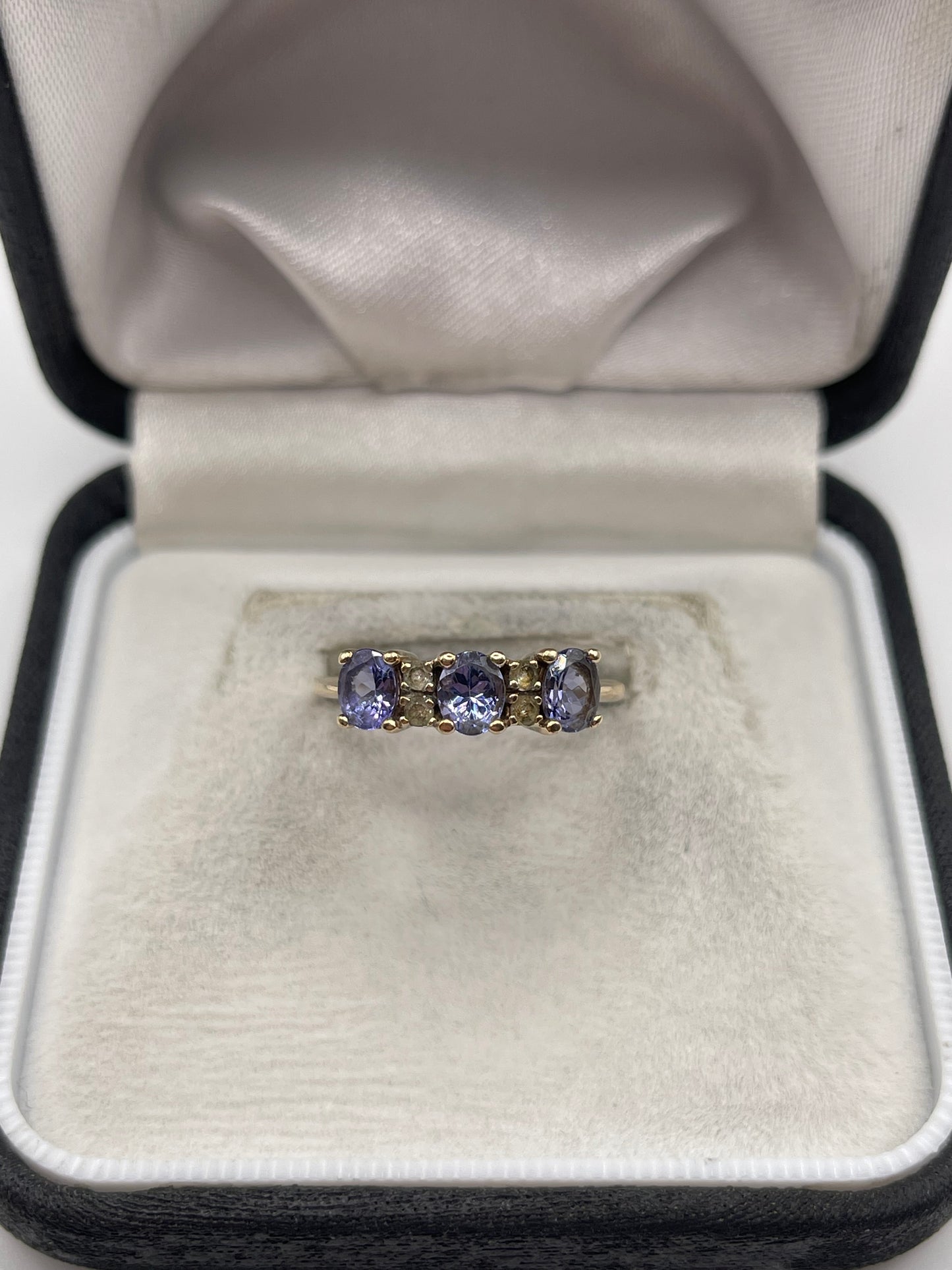 9ct gold tanzanite and zircon ring