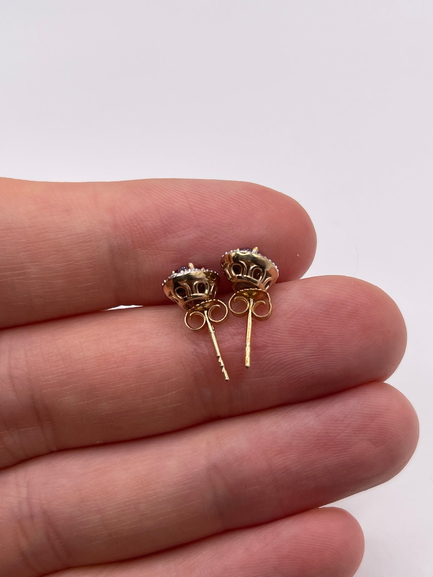 9ct gold ruby and diamond earrings