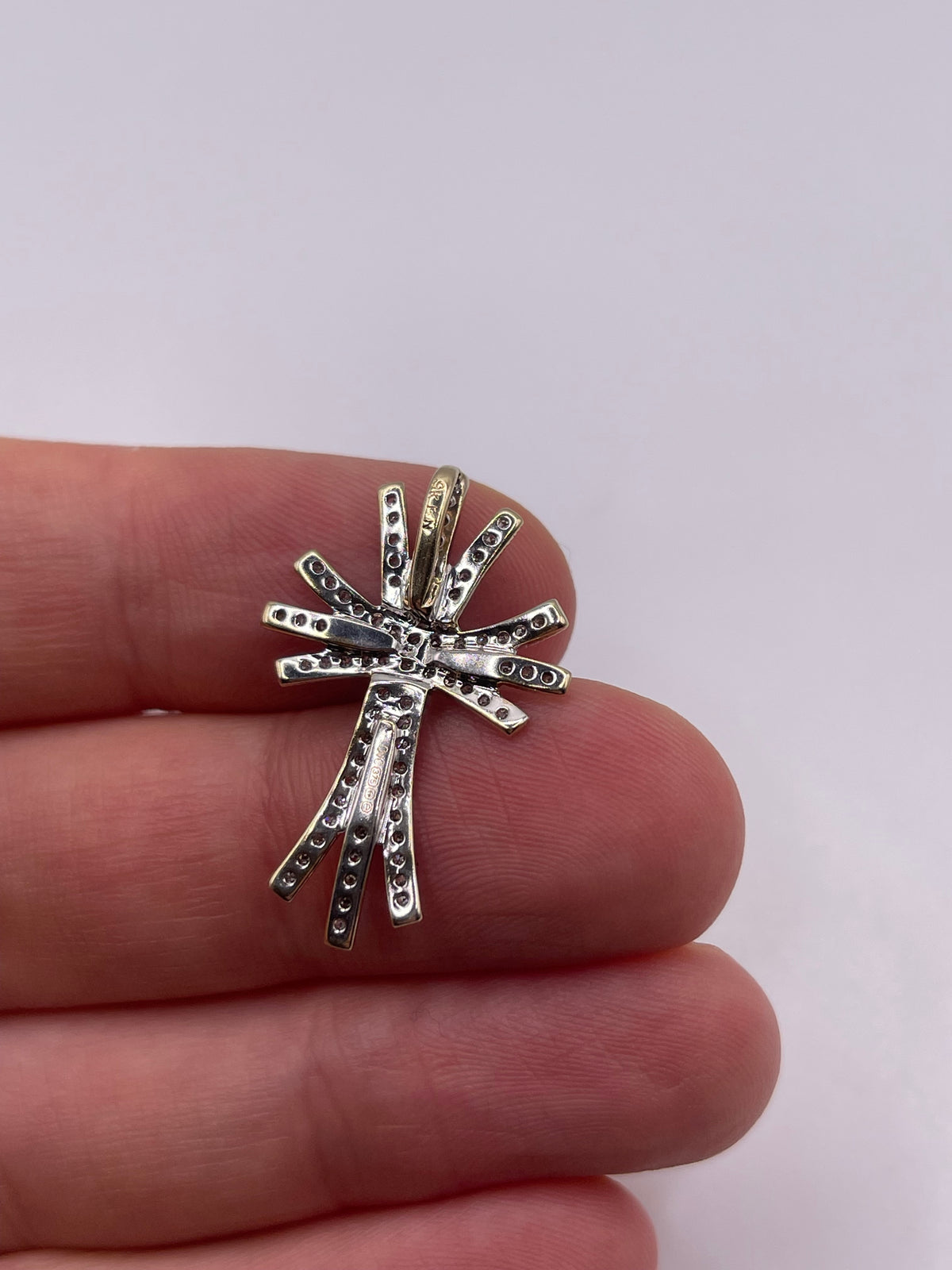 9ct gold diamond cross pendant