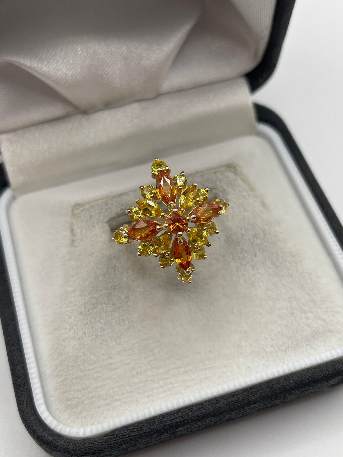 9ct gold citrine cluster ring