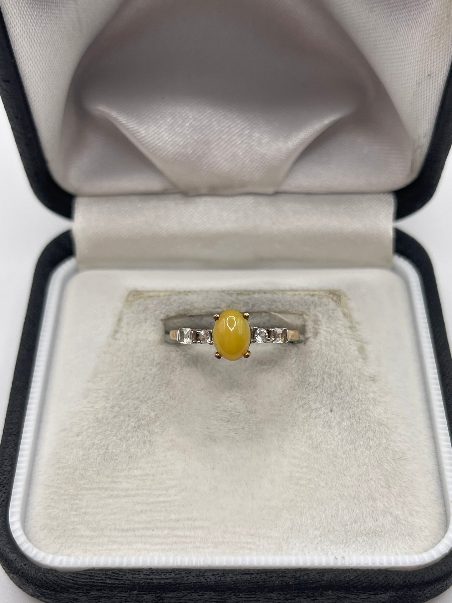 9ct gold opal and zircon ring
