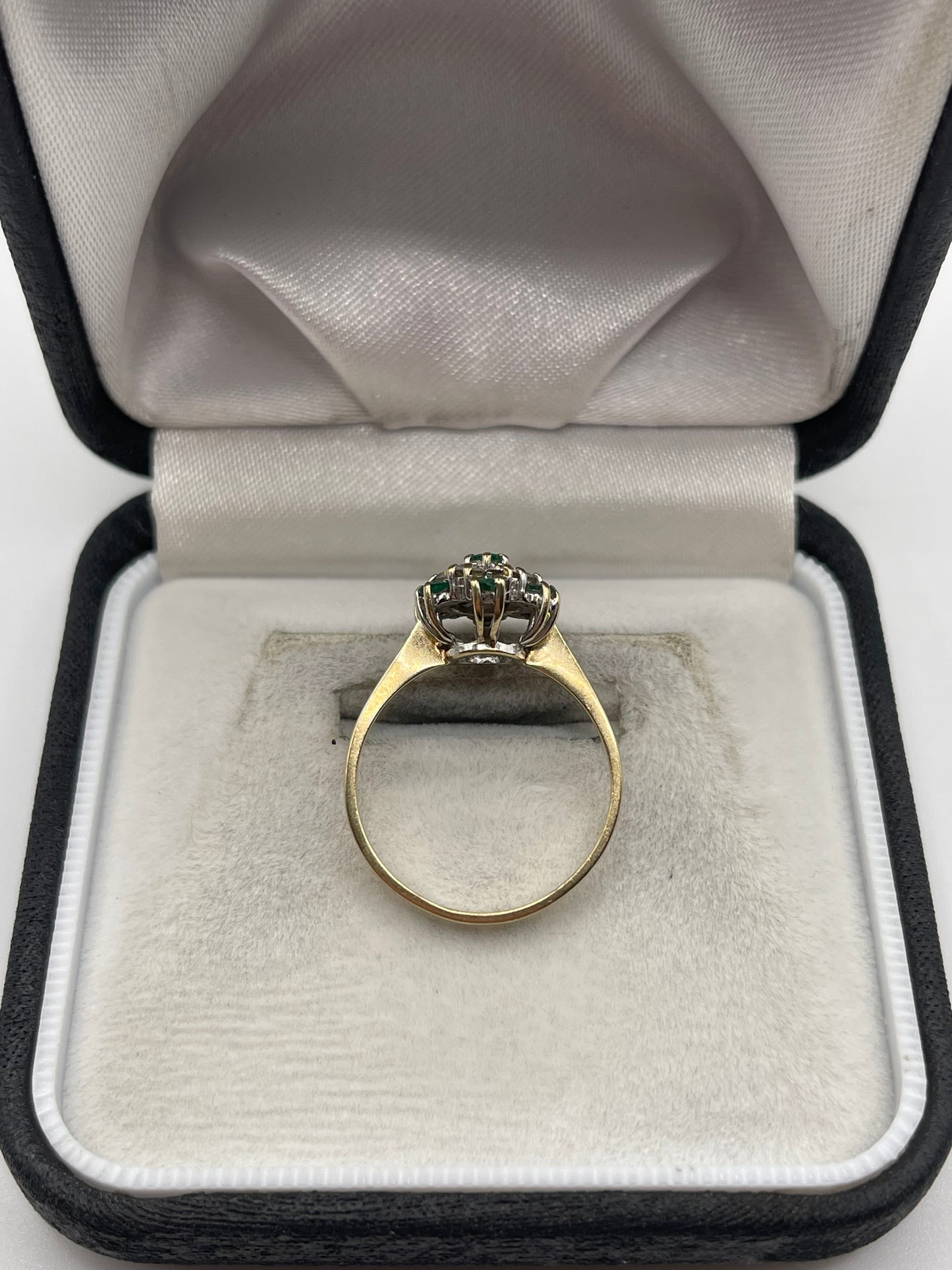 9ct gold emerald and cz ring