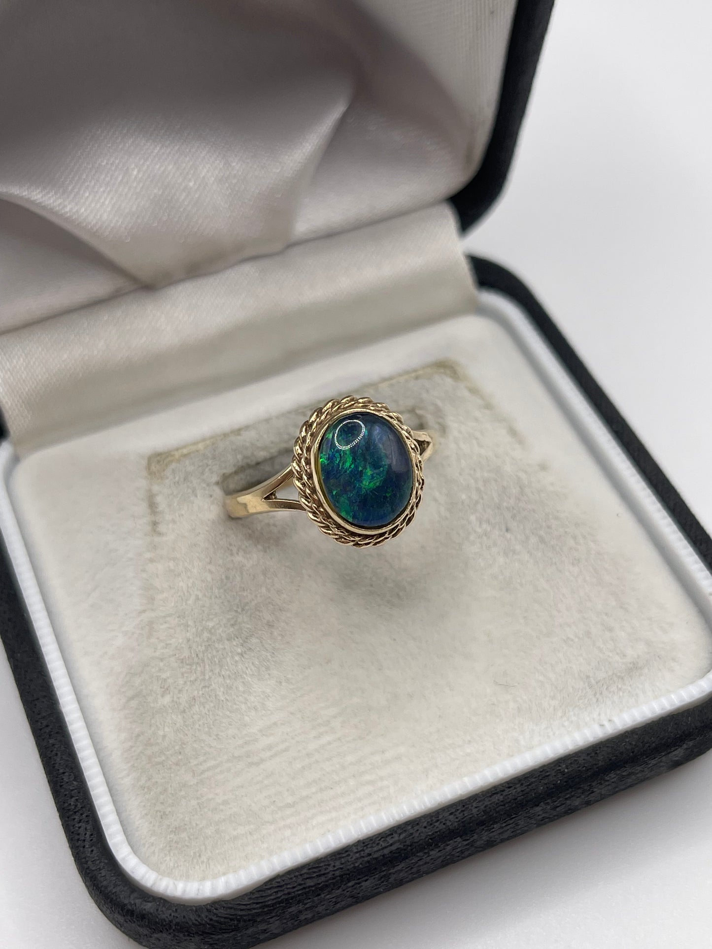 9ct gold black opal ring