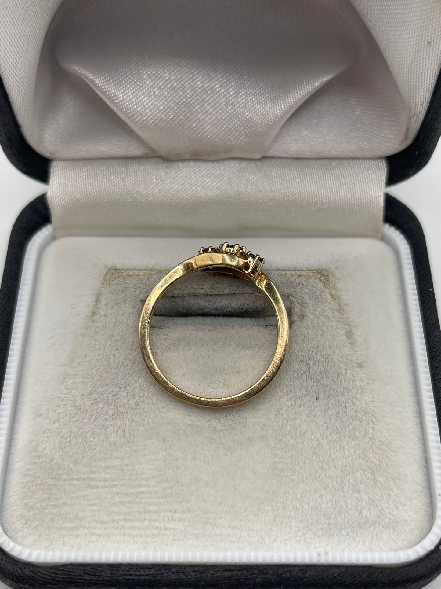 9ct gold black diamond cluster ring
