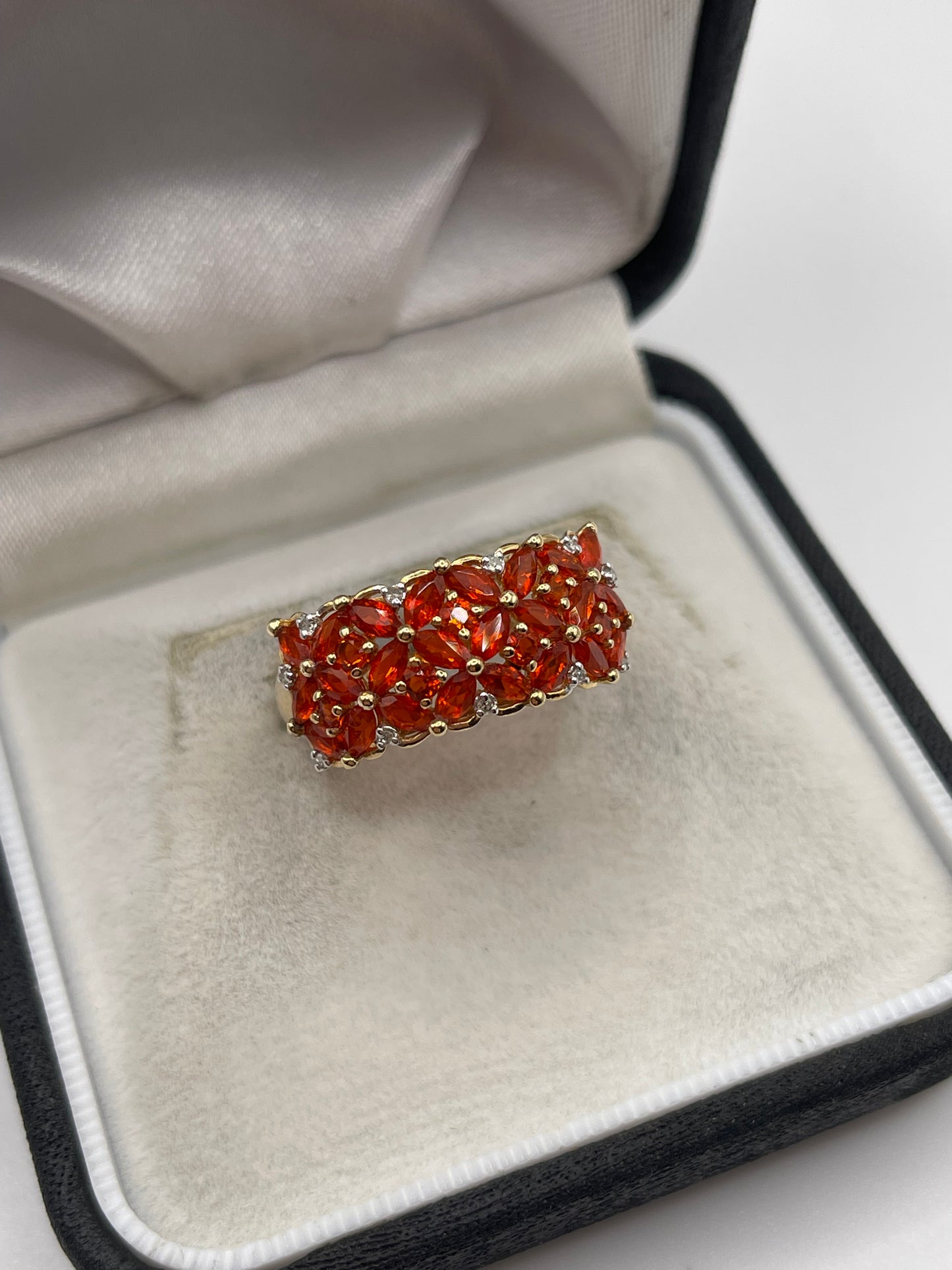 14ct gold fire opal and zircon ring